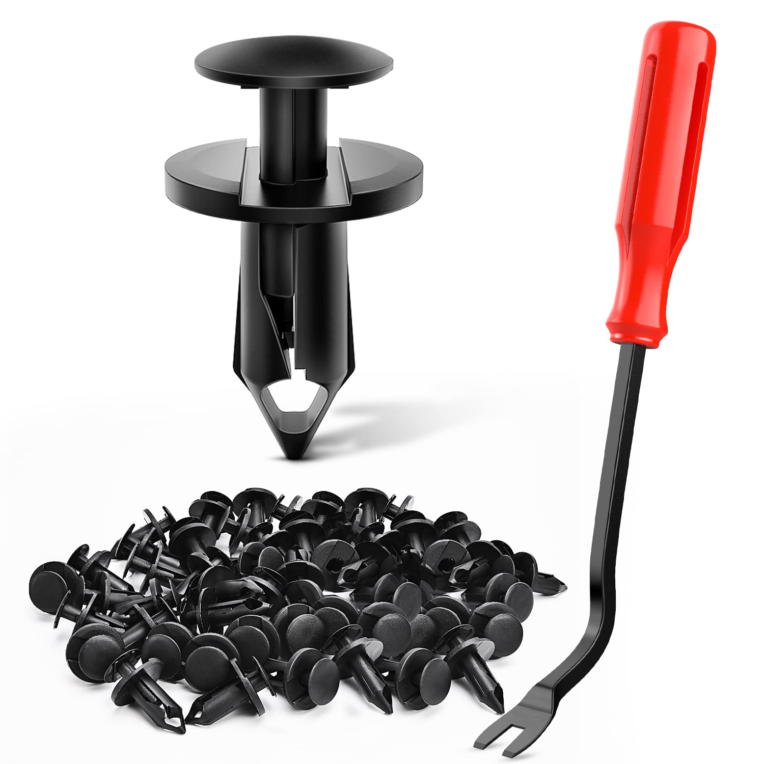 Nilight 100Pcs Nylon Bumper Rivet Clips For Gm 21030249 For Ford N807389S For Chrysler 6503598,1Pc Bonus Fastener Remover