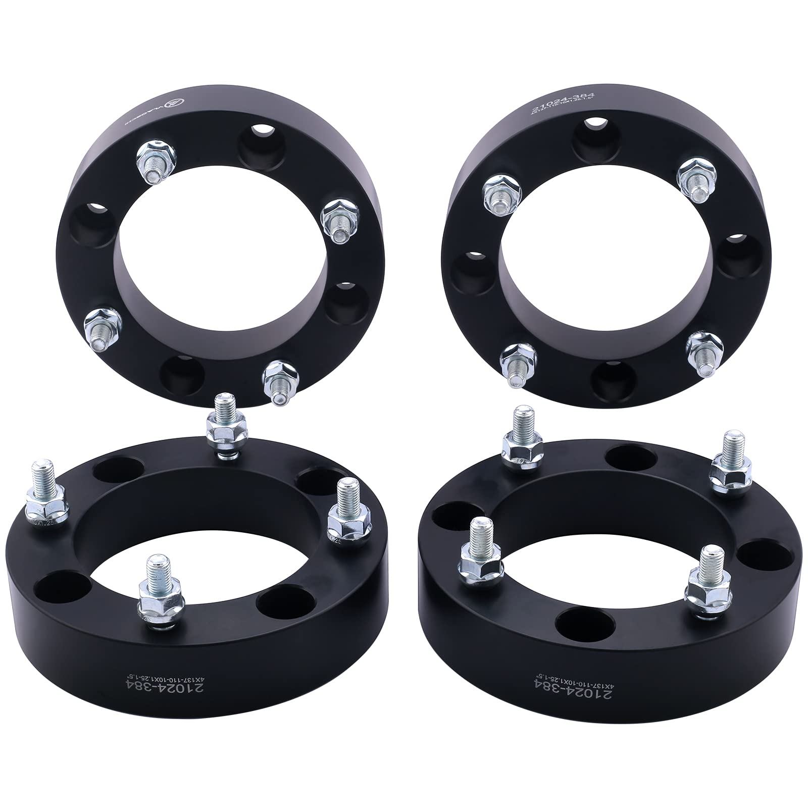 Vlaoschi Black Forged 4X137 Atv Wheel Spacers 1.5 Inch With 12X1.5 Studs Compatible With Honda Can-Am 4 Lug For 2019-2022 Talon 1000R 1000X | 2016-2022 Pioneer 1000 | 2017-2022 Maverick X3 - Pack Of 4