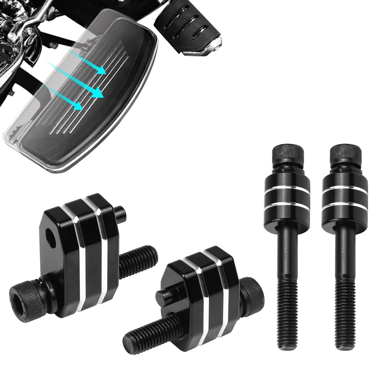 Aufer Driver Floorboard Outward Extension 1' Spacer Extenders Kit Compatible With For 2009-2023 Touring Road Kings Street Glide Road Glides Electra Glides And 2009-2013 Fl Trikes