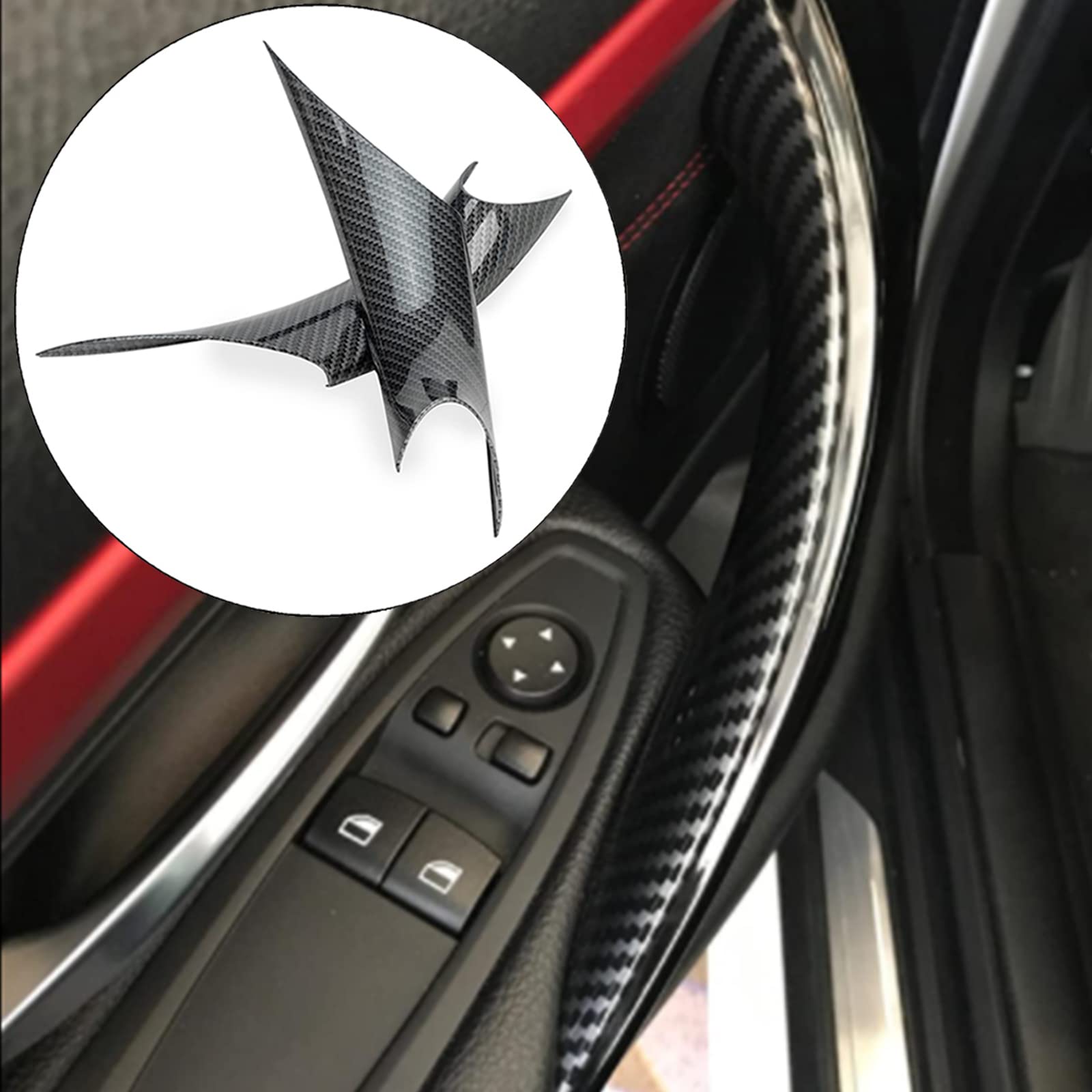 Weileite Front Interior Inner Inside Door Pull Handle Grab Cover Fit For Bmw 320,328,330,335,M3 3 Series F30/F31/F34/F80 2012-2018 And 418,420,428,430,435,M4 4 Series F32/F33/F36/F82/F83 2014-2017