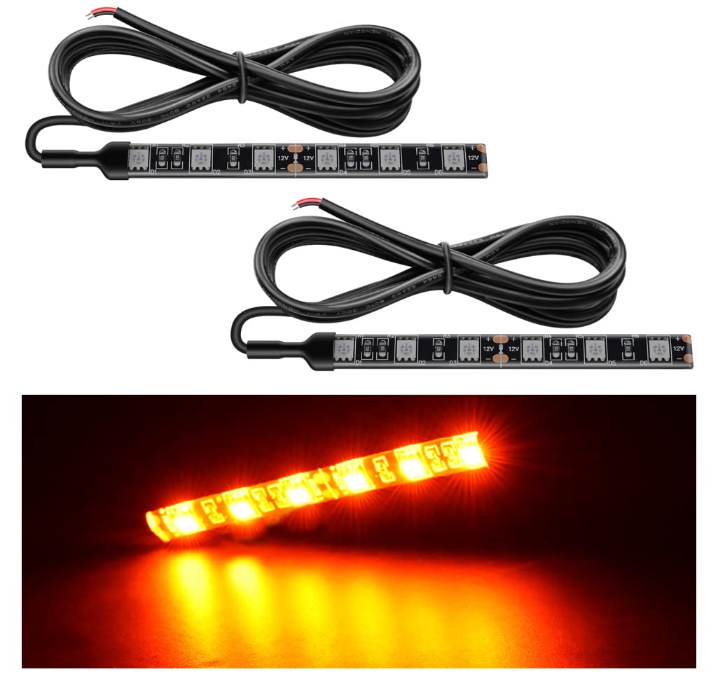 Nilight 2Pcs 6-5050-Smd Waterproof Flexible Turn Signal Backup License Plate Universal Amber Lights Strip Universal For Motorcycle Atv Utv, 2 Years Warranty