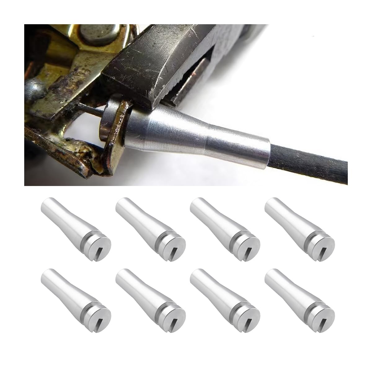 Zipelo 8 Ends Door Cable Repair Kit, Car Rear Door Lock Cable Repair Set Replacement, Aluminum Latch End, Car Accessories