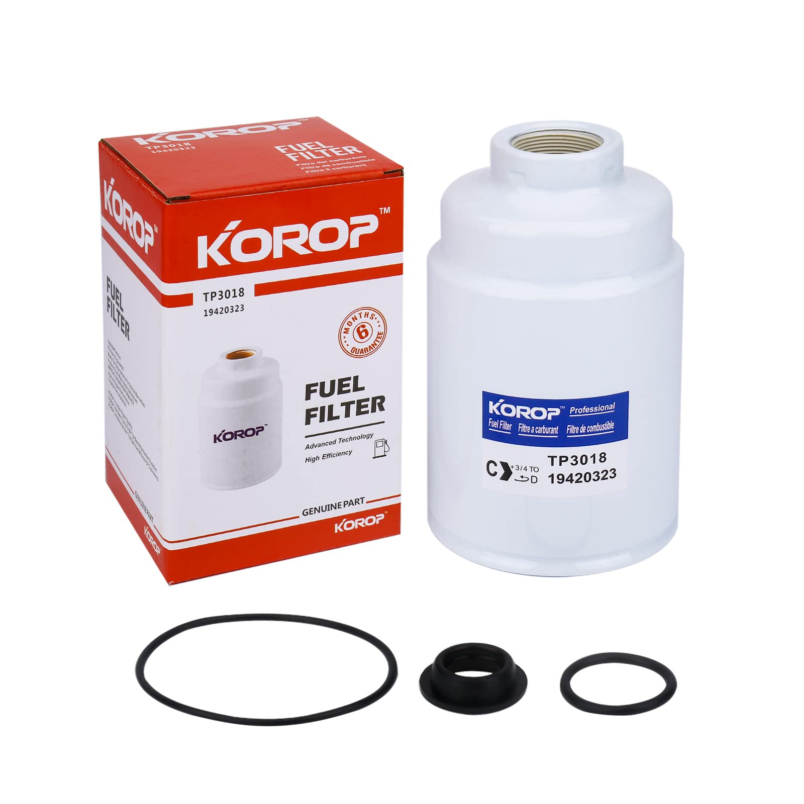 Korop 6.6 Duramax Fuel Filter Replaces# Tp3018 Fits For 2001-2016 Chevy Silverado & Gmc Sierra ,For 2012-2016 Express & Savana, 6.6L Duramax Diesel Engine