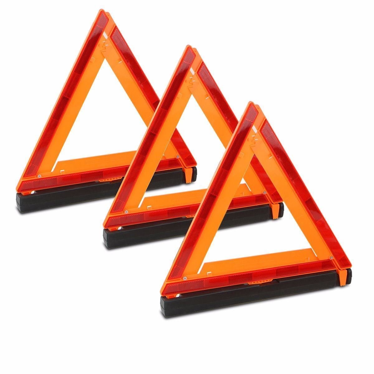 Stark Usa 3-Pack Warning Triangle Foldable Emergency Warning Sign Reflector Roadside Hazard Sign High Stability Dot Approved Frame W/Storage Case
