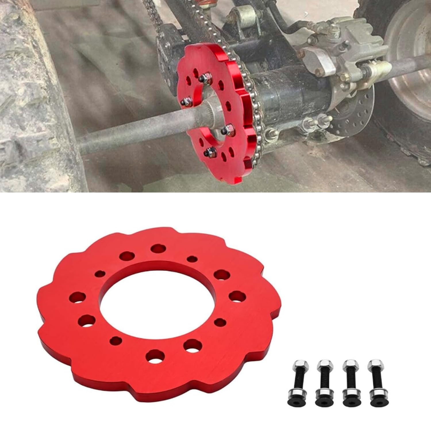 Canitu Sprocket Guard,Motorcycle 1/2 Poly Billet Aluminum Chainring Sprockets Chain Guard Protector Cover For Honda Trx250R / Trx450R / Trx400Ex / Trx250X / Trx400Ex (Red)