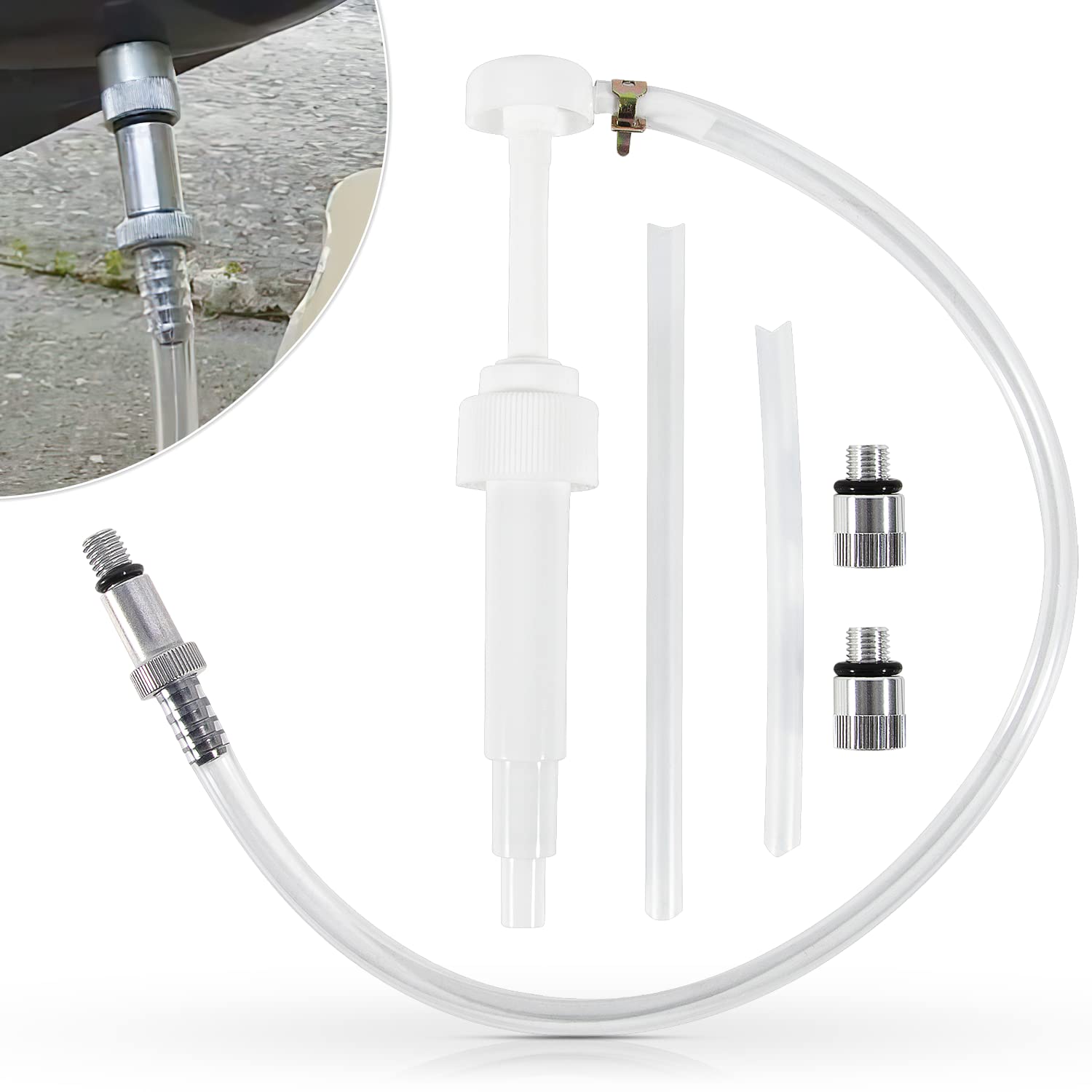 Upgrade Lower Unit Gear Oil Pump For Standard Quart Bottles, Come With 3/8In 8Mm 10Mm Metal Adapters, Fit All Mercury And Mariner Outboards