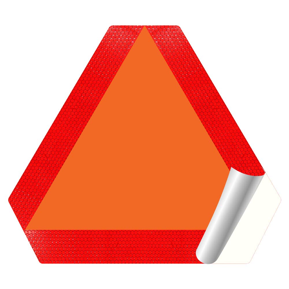 Ignixia Slow Moving Vehicle Sign, Pvc Vinyl Decal Slow Moving Vehicle Triangle Sticker, 14”X 16” Inches Orange Base With Reflective Border, Smv Sign For Golf Cart, Utv, Safety Triangle Signs