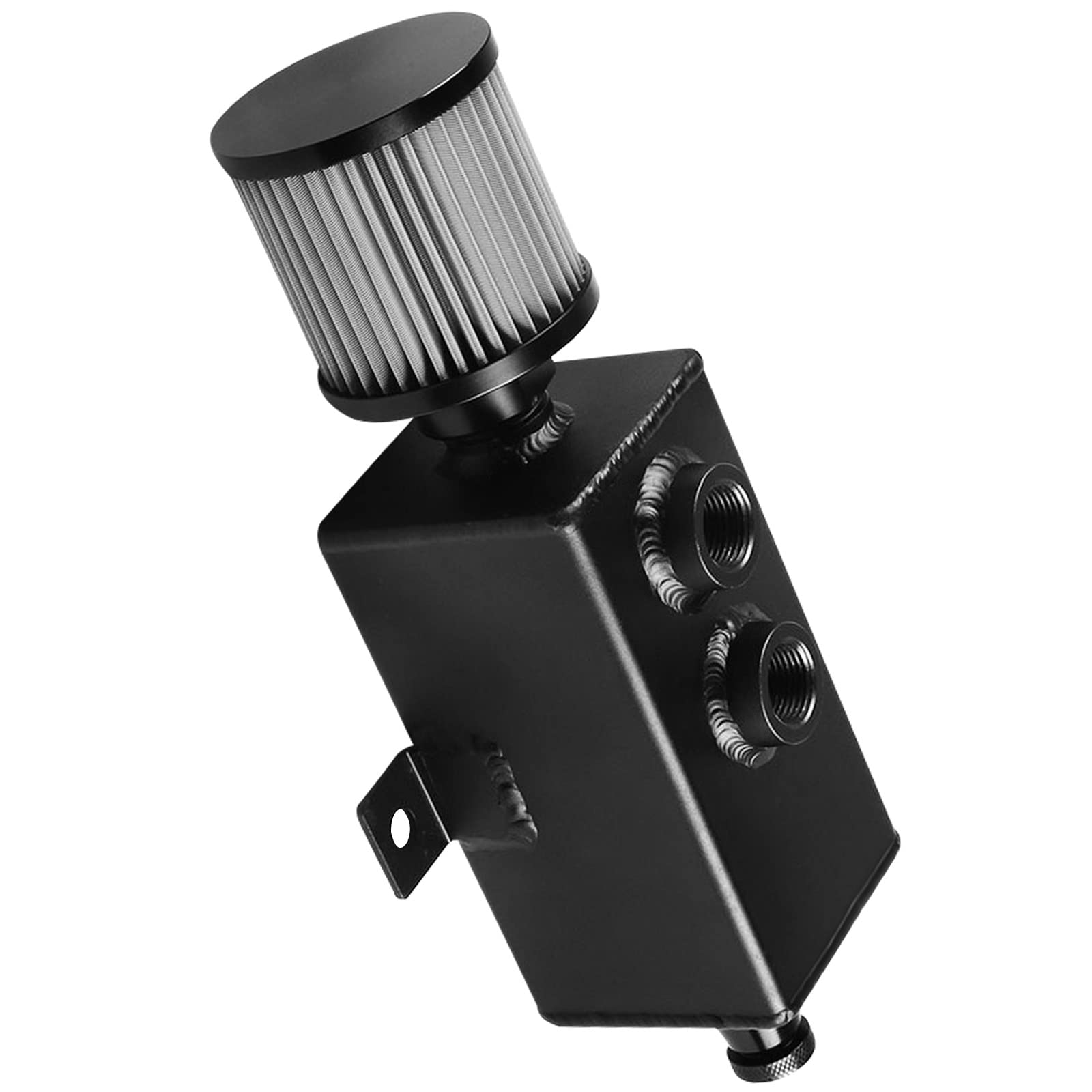 Bomling Universal 2L Oil Catch Can Tank Baffled 10An With Breather Filter Aluminum Reservoir Tank Black
