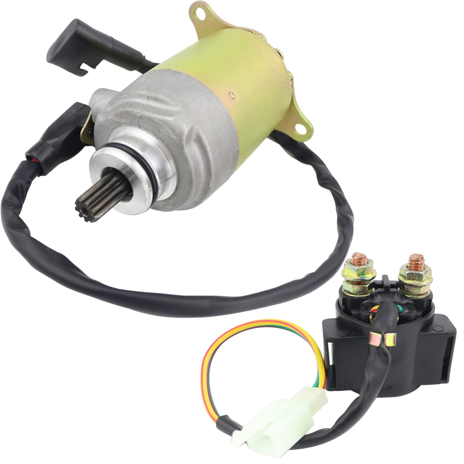 Stabsoli Starter Motor & Solenoid Relay Fit For Gy6 Engine 125Cc 150Cc Atv Scooter Moped Go Kart Quad 4 Wheelers Taotao Sunl Coolster Baja