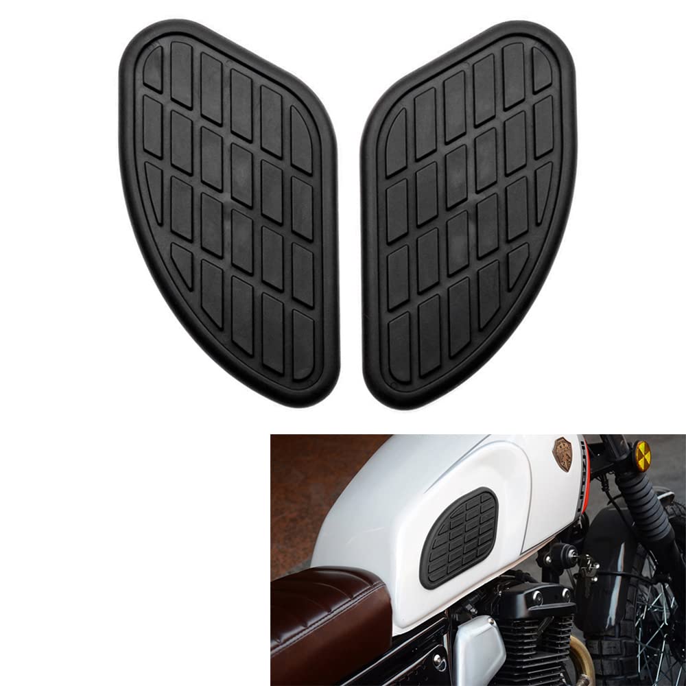 Kucehiup Motorcycle Fuel Tank Knee Pad, Vintage Tank Side Panels Protector Stickers Universal Gas Petrol T-A-N-K Knee Pads(Black)