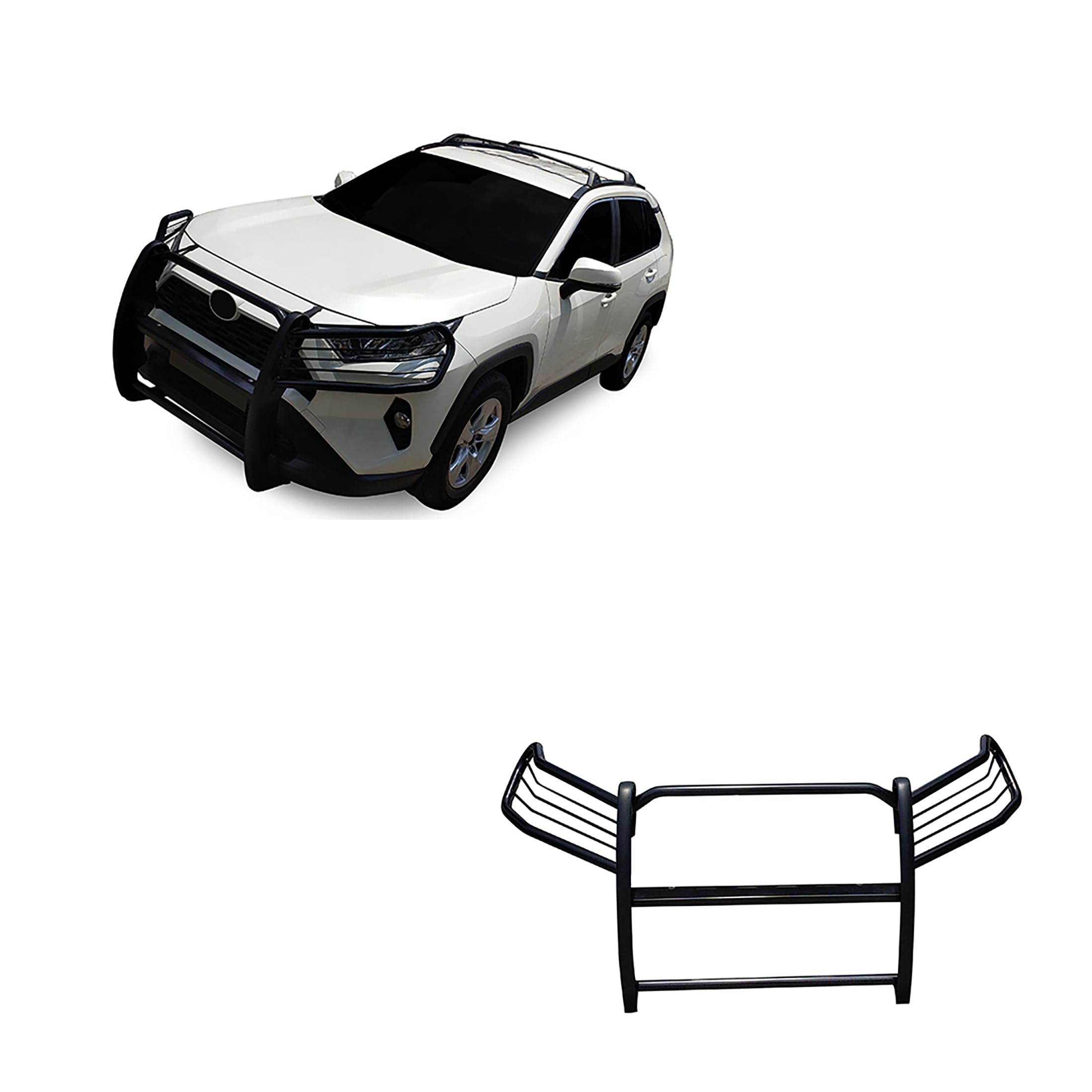 Black Horse Grille Brush Bumper Guard Modular Black Compatible With 2019-2024 Toyota Rav4-17A093904Ma