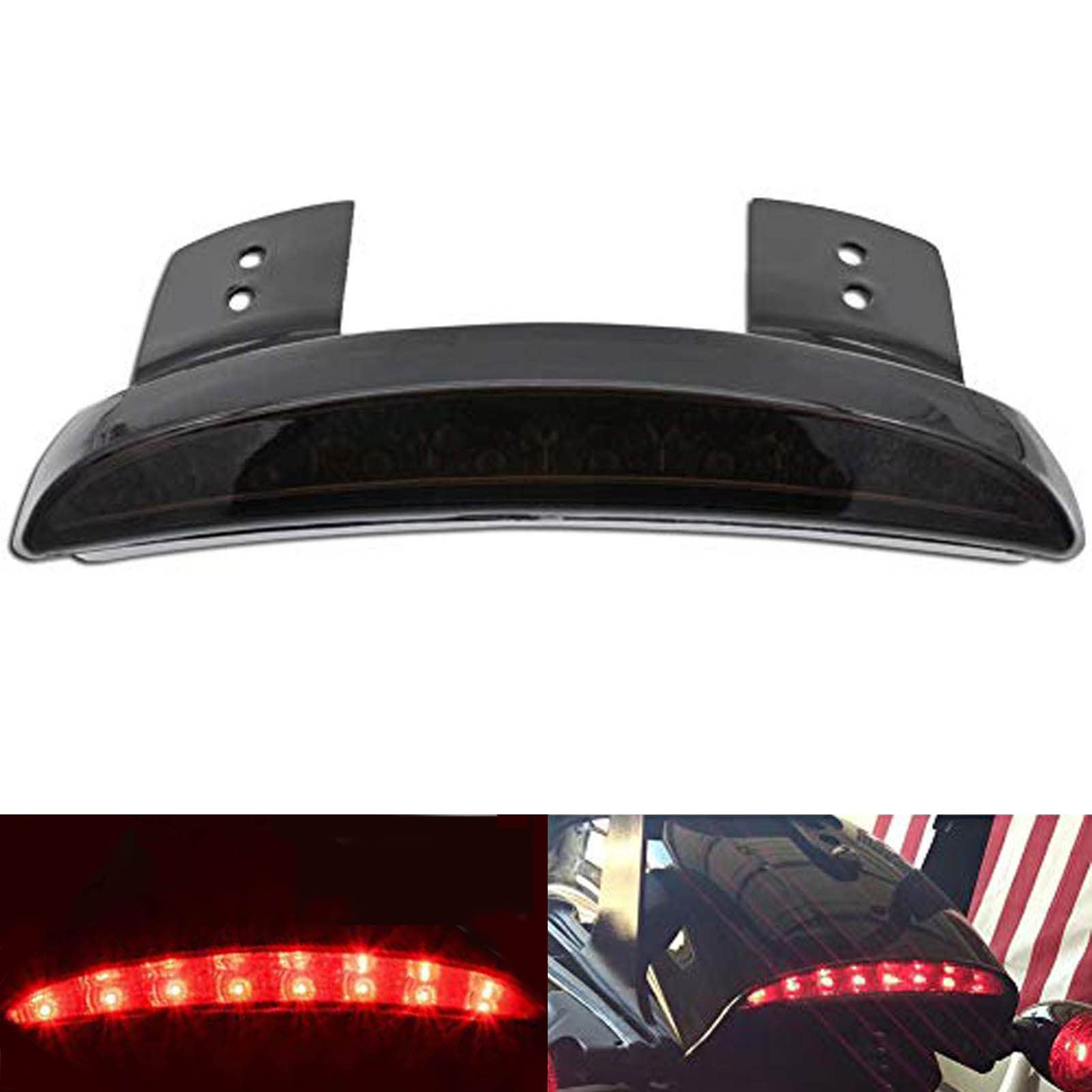 Natgic 1Pc Motorcycle Tail Light Chopped Rear Fender Edge Led Brake Light License Plate Light Stop Running Light For Har*Ley Sport-Ster Xl 883N 1200N Xl1200V Xl1200X (Smoke Shell)