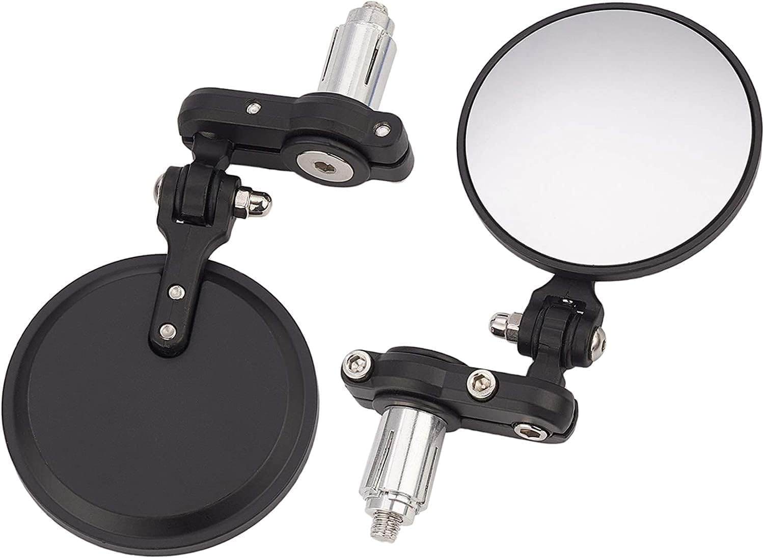 Dkmotork 001-B Cafe Racer Mirrors Foldable Motorcycle Bar End Rear View Side Mirrors Black For 7/8’’ Handlebars Compatible With Street Bikes Sports Scooter Chopper Cruiser