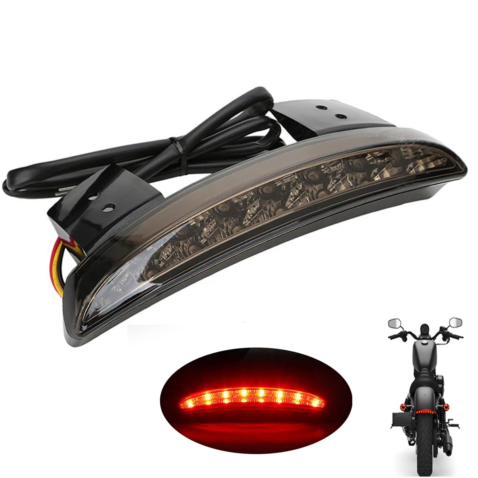 Ankia 5 Wires Motorcycle Chopped Rear Fender Edge Led Brake License Plate Tail Light Stop Running Light Turn Signal Lamp For Harley Sportster Xl883N 1200N Xl1200V Xl1200X (Smoked Black)