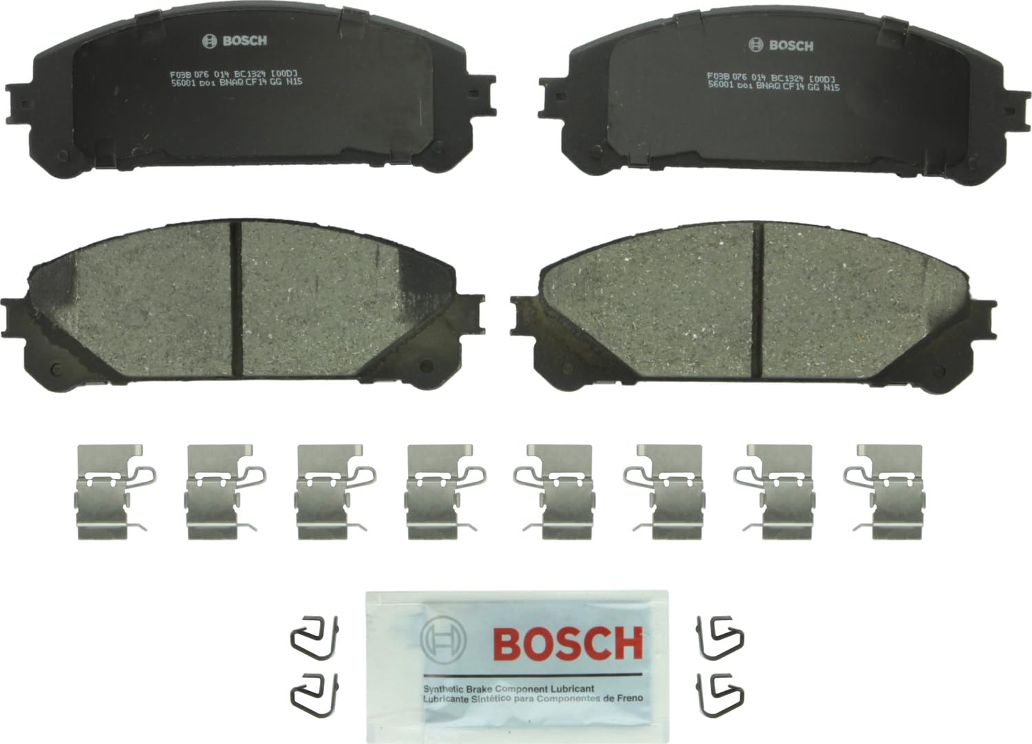 Bosch Bc1324 Quietcast Premium Ceramic Disc Brake Pad Set - Compatible With Select Lexus Nx200T, Nx250, Nx300H, Nx350/350H, Rx350, Rx450H; Toyota Camry, Highlander, Rav4 Prime, Sienna + More; Front