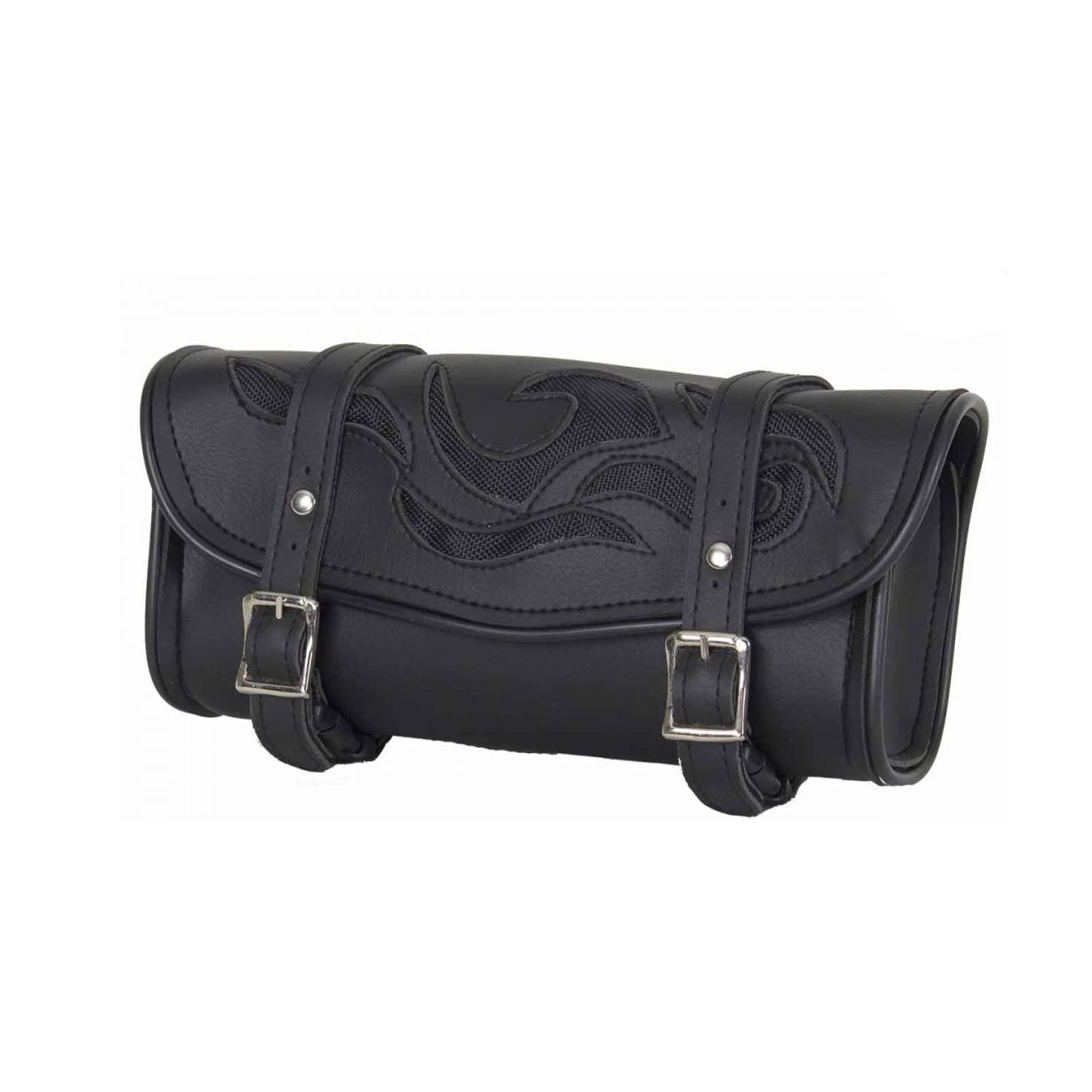 Gargoyle Bells Motorcycle Tool Bags With Flames Handlebar Bag Universal Motorcycle Fork Bag Saddlebags Sissy Bar Storage Tool Bag For Motorcycle (Black, 10')