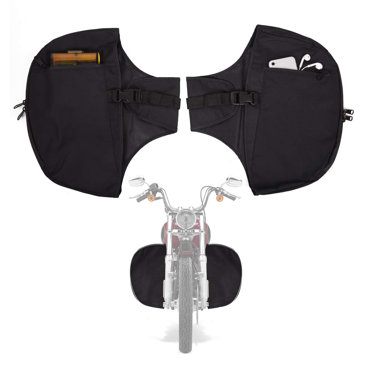 Soft Lowers Chaps Engine Guard Cover Leg Warmer For Harley Touring Street Glide Road Glide Electra Glide And Trike Models 1980-2020,Size : 385Mm X 425Mm