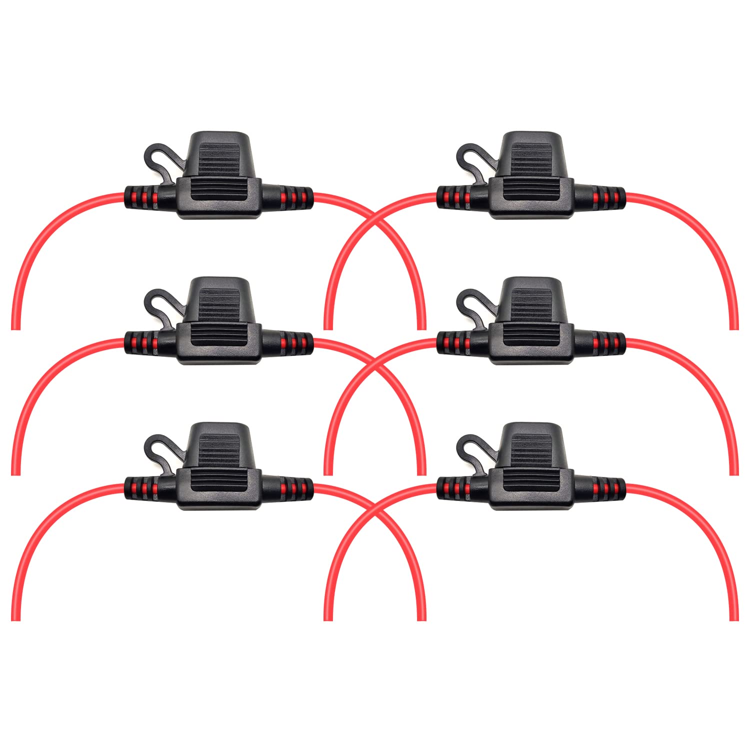 Vantronik Waterproof Inline Fuse Holder 6 Pack For Mini Fuse, Ul1015 16 Gauge Awg Wire, Fit For Atm Blade Fuse, 13.8 Inches Long