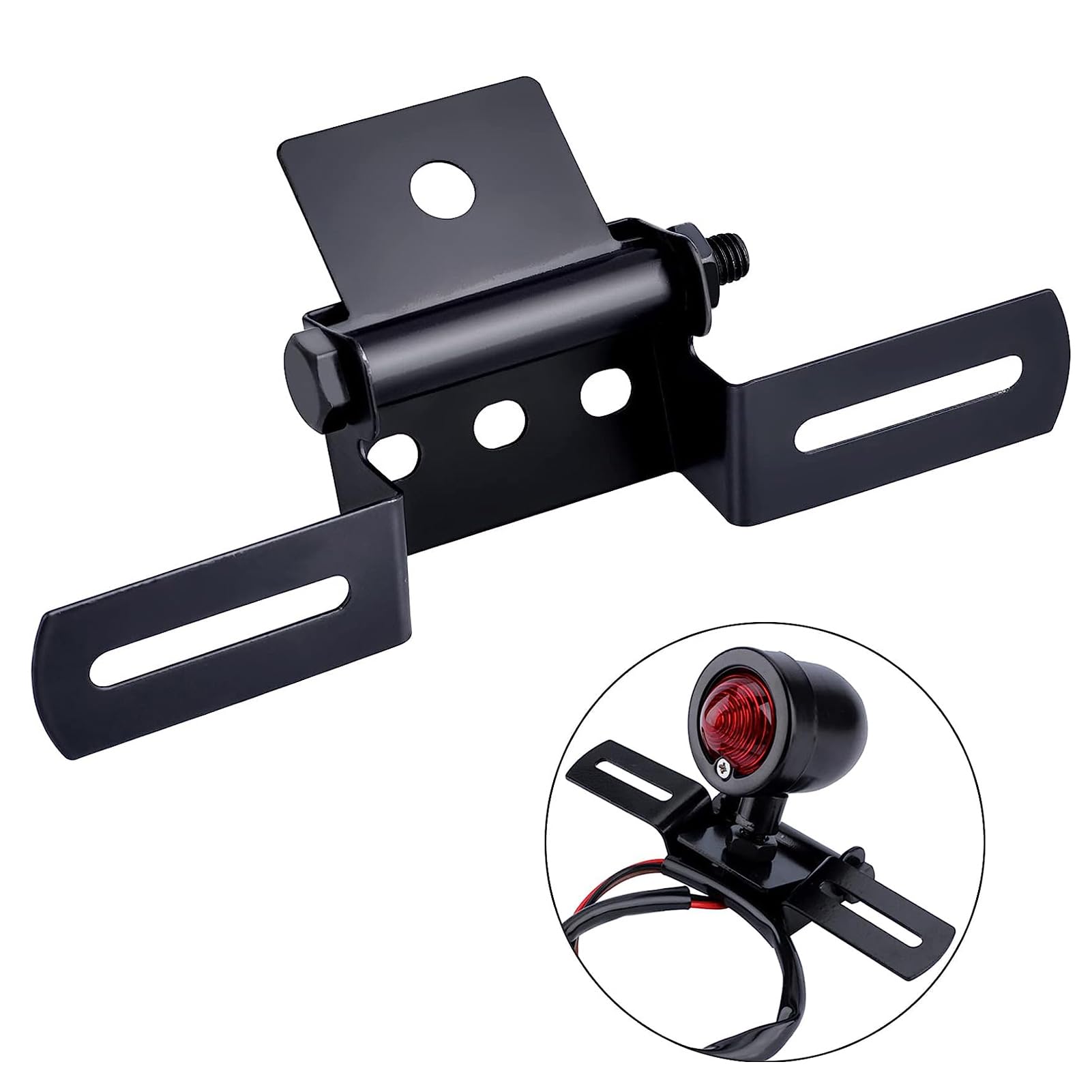 Anki Happigo Universal Motorcycle License Plate Bracket, Adjustable Motorcycle License Plate Holder, Folding License Plate Tail Light Mount For Motorbike Scooter Atv Uvt