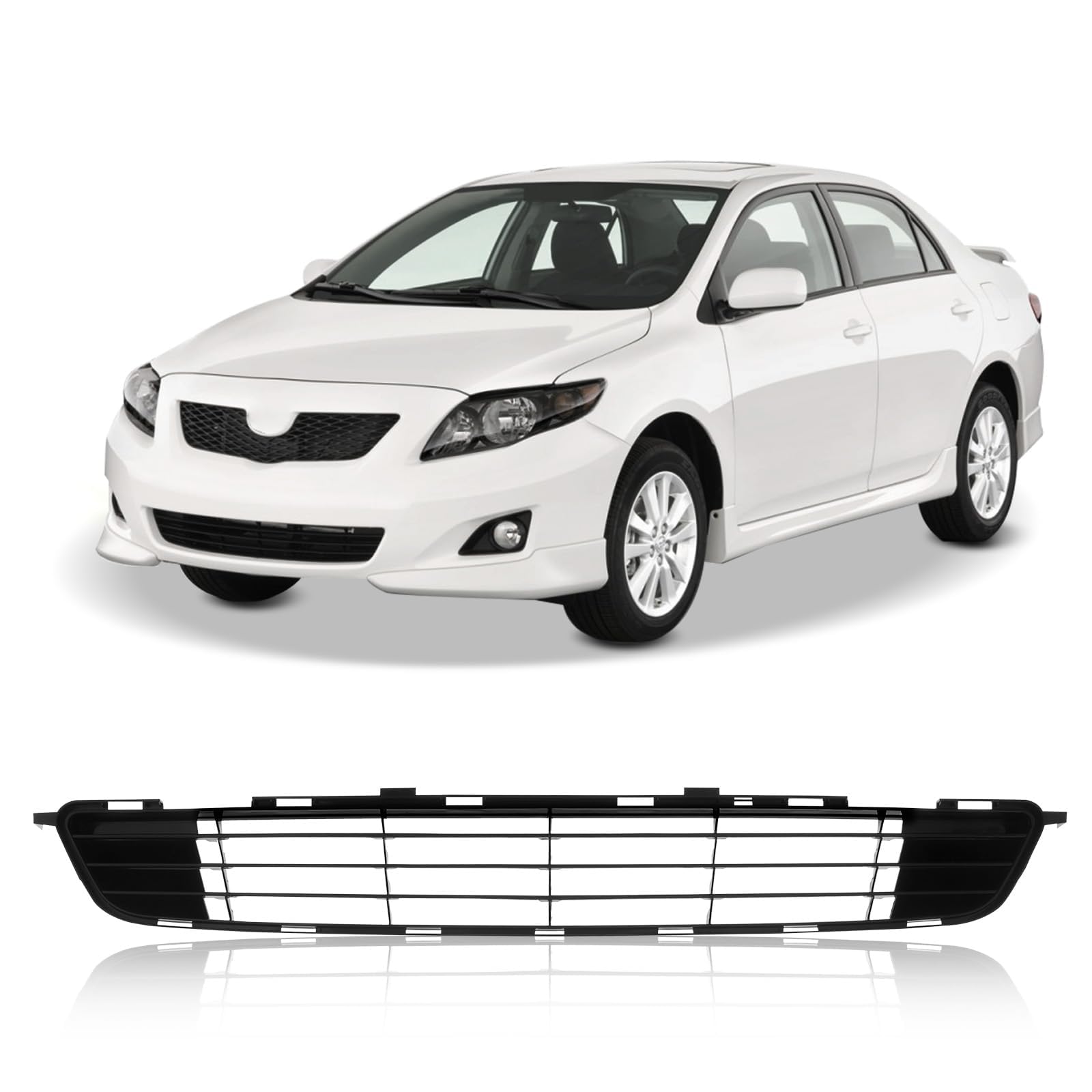 Perfit Liner Front Bumper Lower Grille Grill Compatible With 2009 2010 Toyota Corolla Direct Replacement Parts Primed Black To1036111 5311202120