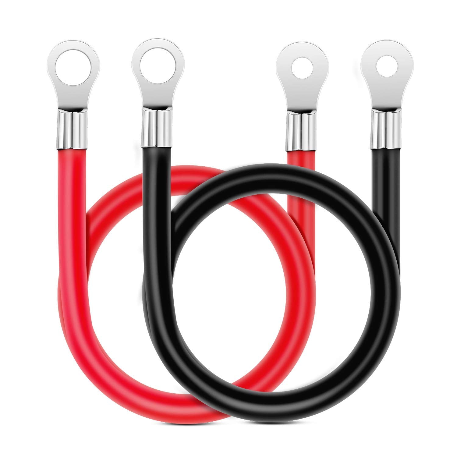 Nilight 6 Awg 20 Inch Each Battery Power Inverter Cables W/Tinned Wire Terminals Red Black 3/8 Inch Lugs Copper Parallel Battery Oxygen-Free Wires For Solar Motorcycle Automotive Cars