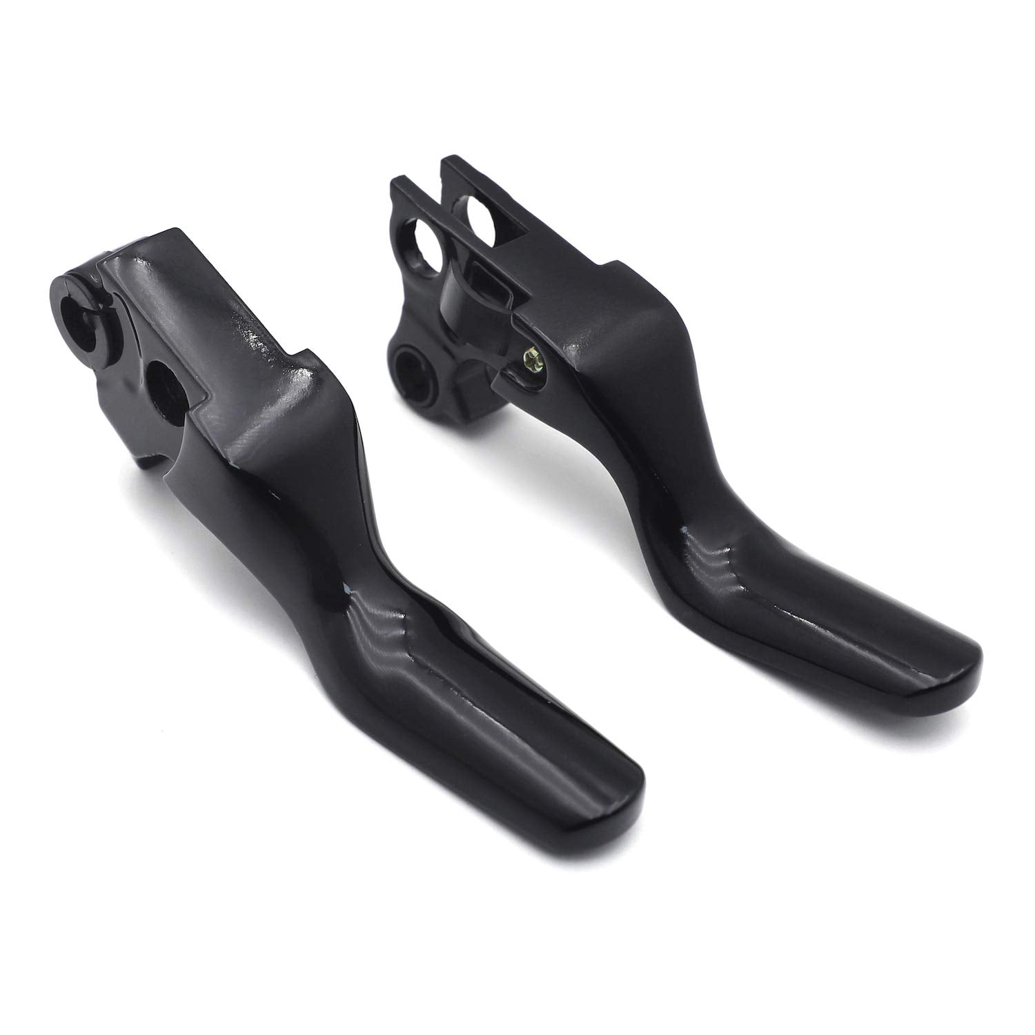 Httmt- Black Shorty Brake Clutch Levers Compatible With Harley 96-03 Xl/96-07 Dyna Touring/96-07 Softail 45075-07 55798-10A [P/N: Mt241-027St-Bk]