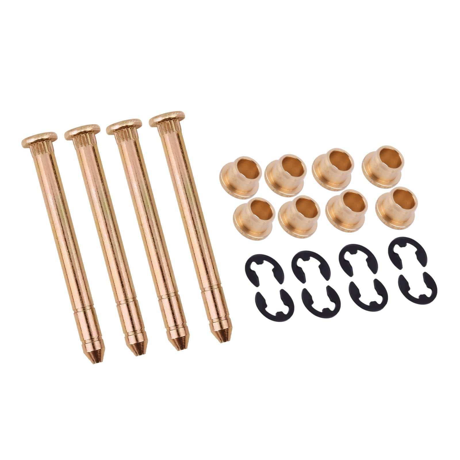 Door Hinge Pin And Bushing Kit Fits For Ford F150 F250 F350 Bronco(2Door - 4Pins,8Bushings And 8Clips)