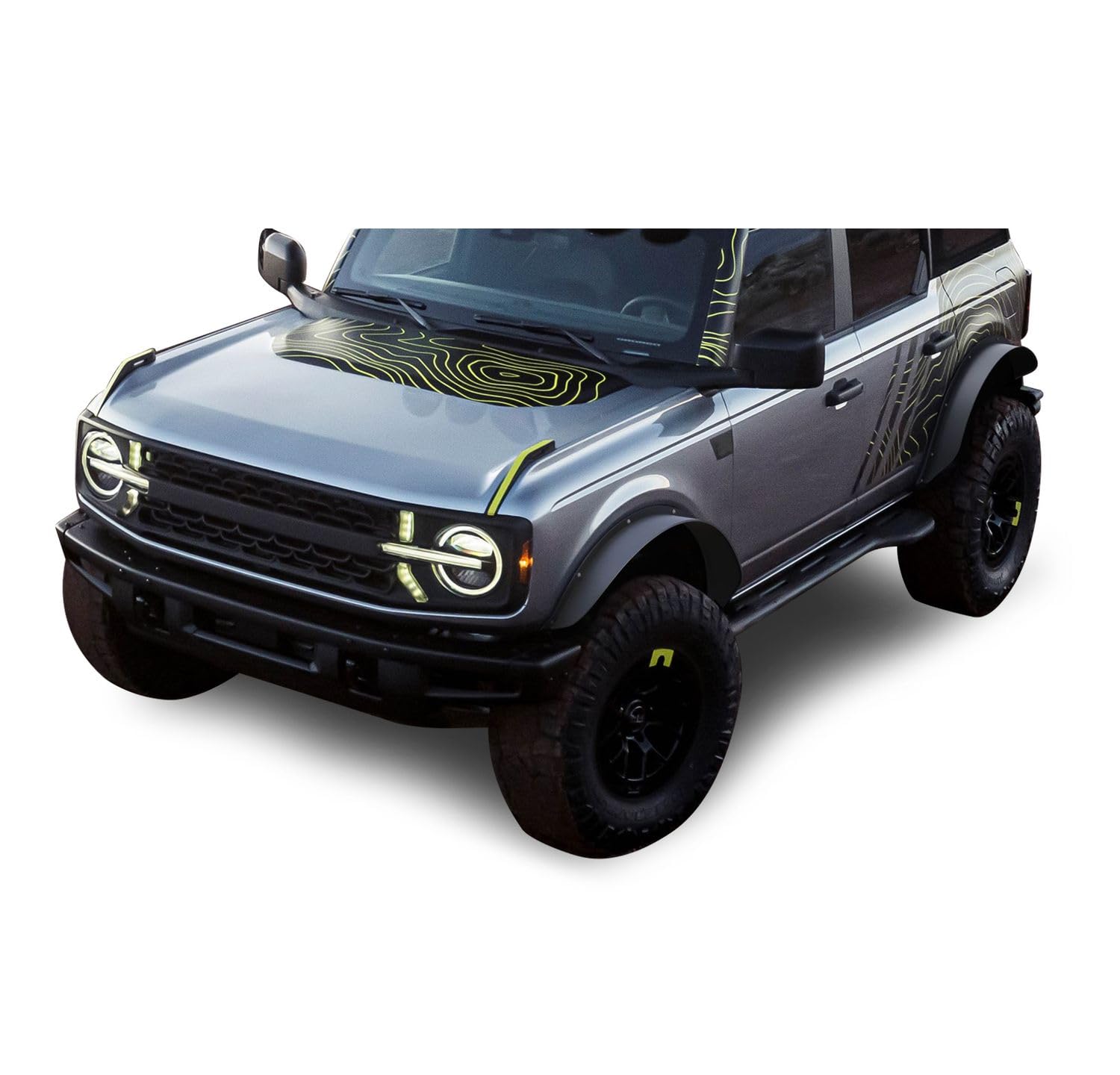 Black Horse Front & Rear Fender Flares Sheet Metal Plate Black Compatible With 2021-2024 Ford Bronco(Excl. Heritage Edition, Heritage Limited Edition, Everglades, And Raptor)-Ff-Fbfr21