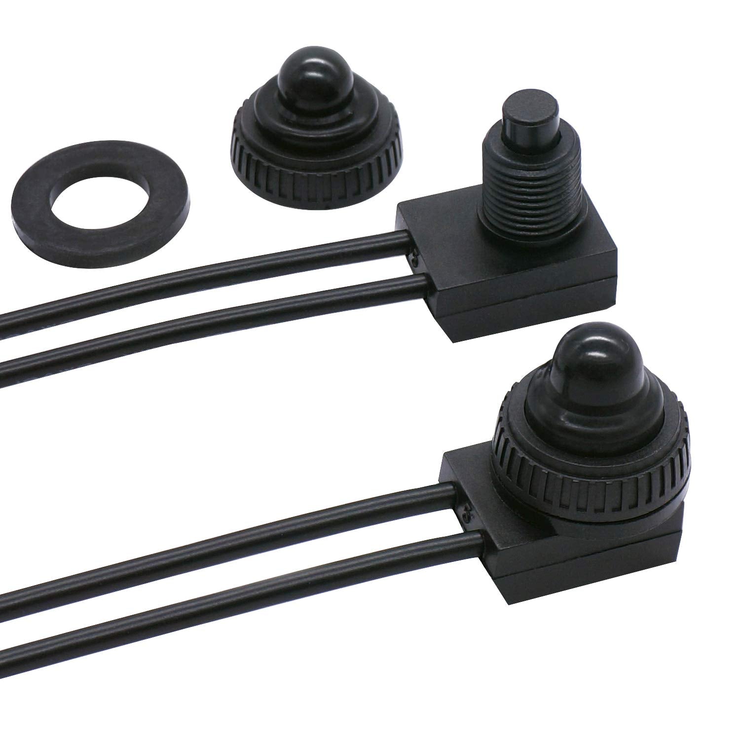 Twtade 2Pcs Waterproof Rv Push Button Switch 12V On/Off Spst Switch For Motorcycle/Auto Car Bathroom Fan With 4.5'' Lines Kp-107