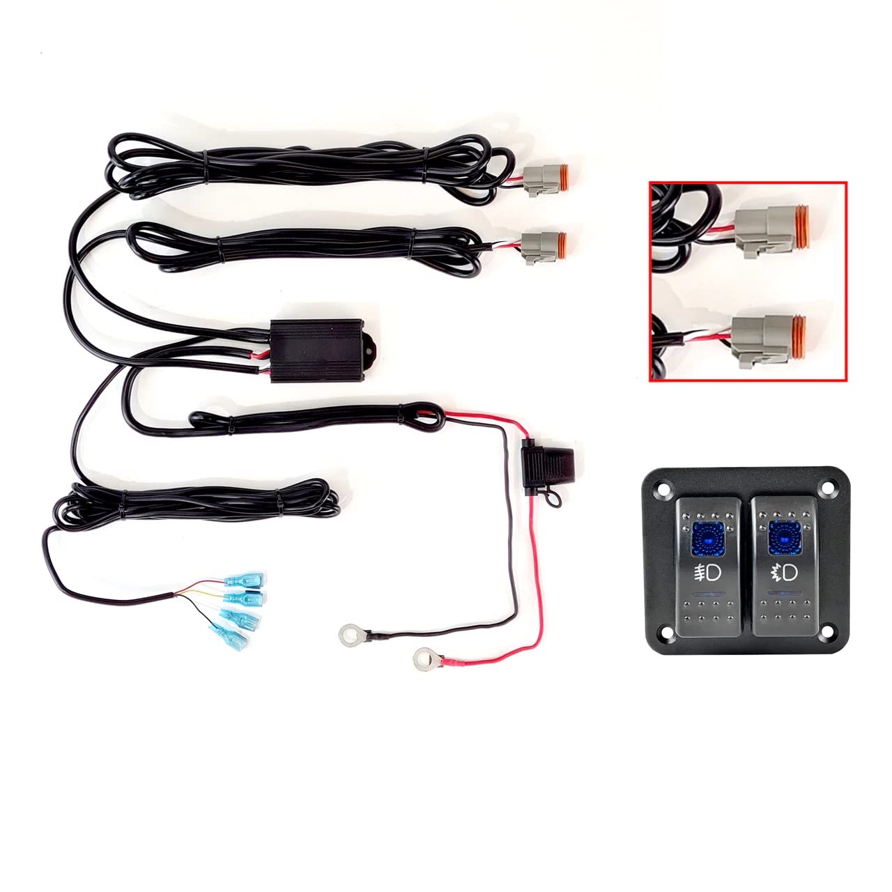 Xk Glow 2 Switch Rocker Panel 2 Output Wire Strobe Combo Xk064-Wire-2Op