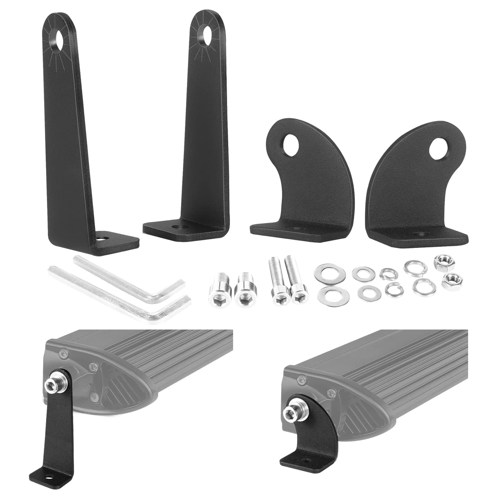 Swatow Industries 2 Pack Light Bar Mounting Brackets Single Row Light Bar Mounts Universal Side-Mounted Brackets Straight Or Curved Light Bar Brackets For Truck Jeep Utv Atv - 2 Years Warranty