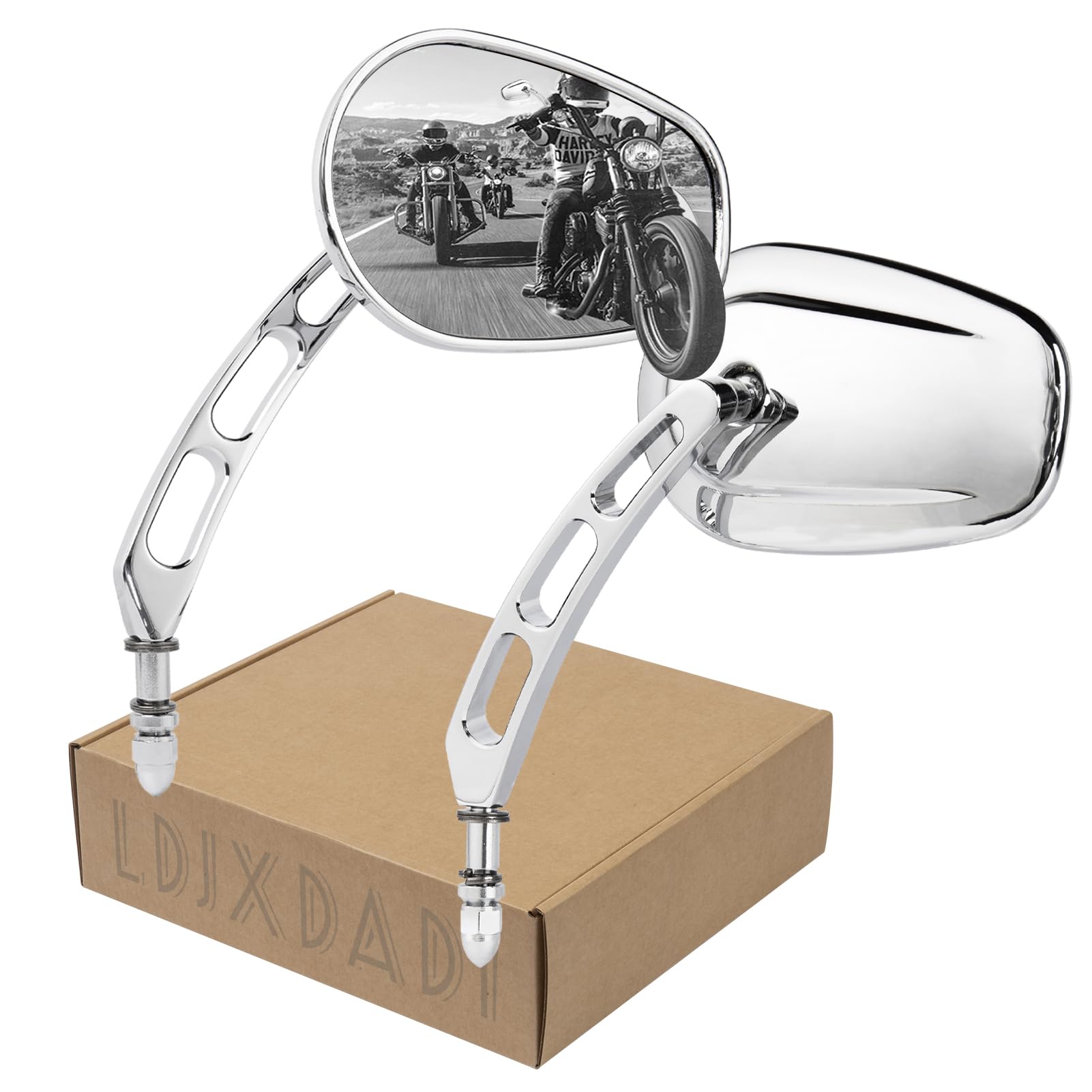 Ldjxdadi Chrome 8Mm Rearview Mirrors For Touring Road Glide Fltrx Electra Glide Flht Road King Flhr Street Glide Flhx Sportster Dyna Softail Models 1982-2023