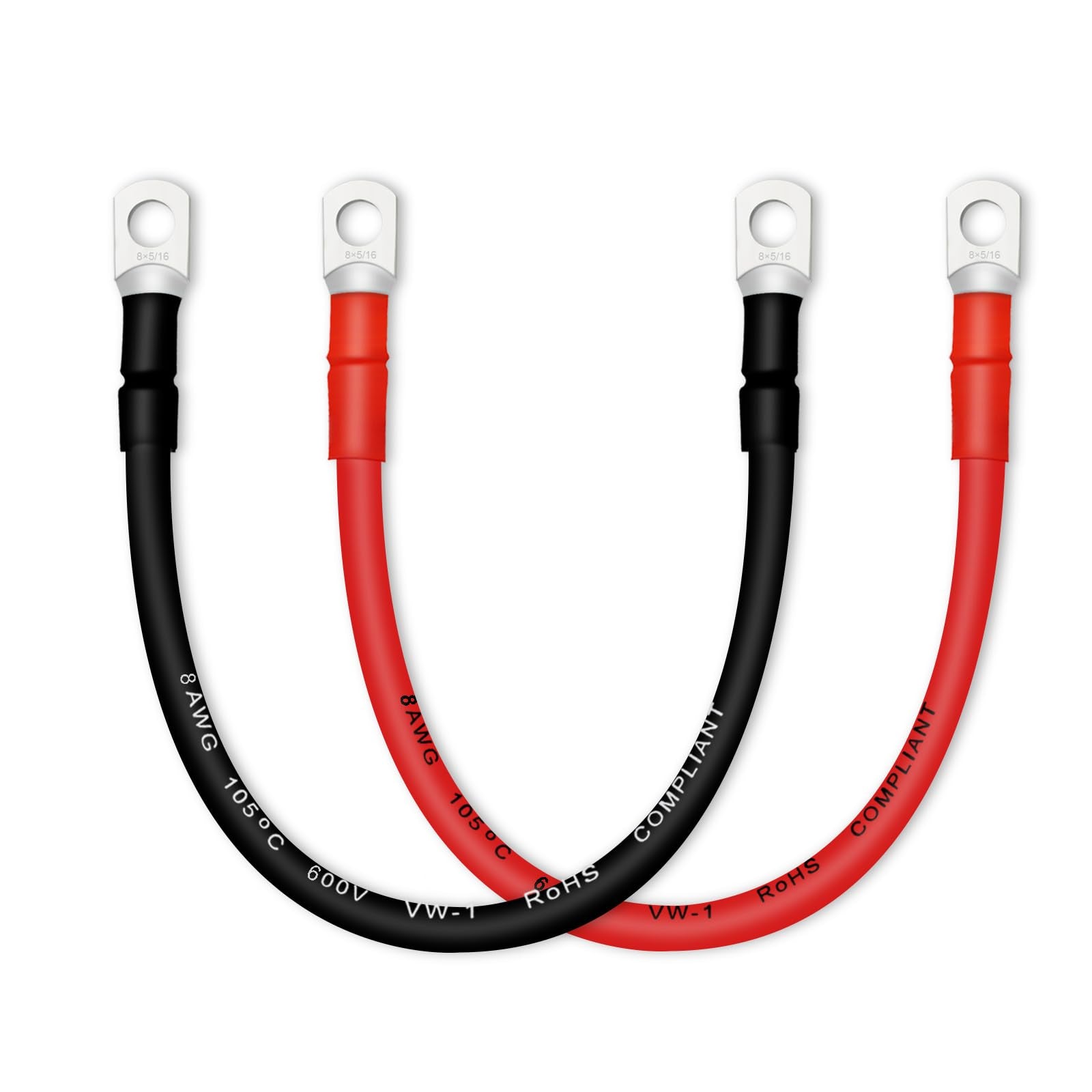 Qiatol Battery Cable, 8 Awg Battery Cables With Terminals, 2Pcs Copper Battery Cables.