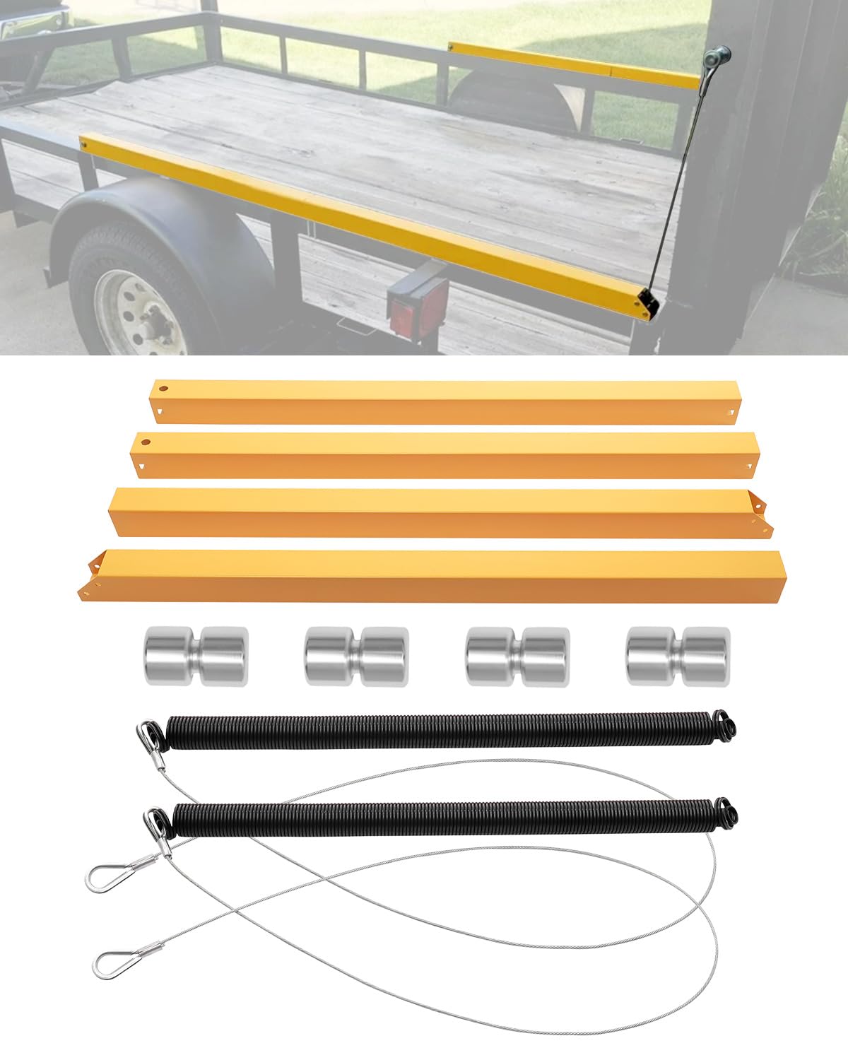 Trailer Gate Lift Assist (Upgrade), 2-Sided Trailer Tailgate Lift Assist Kit, Compatible With Utility Trailer Ramp And Tailgate, W/ 12 To 24 Inch Height Side Rail, 4 To 6 Feet Height Ramp, W/ Spring