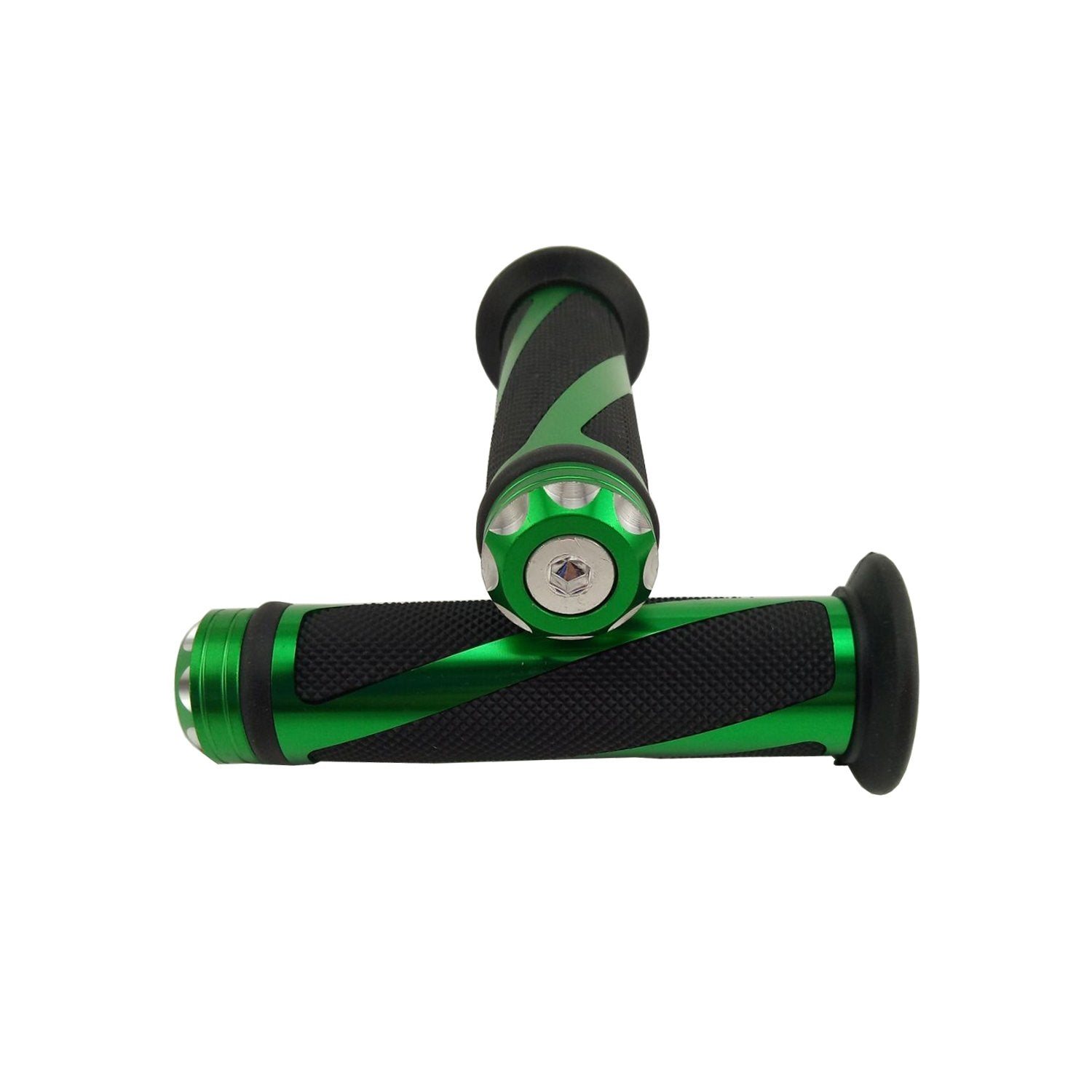 Okstno Universal Motorcycle Rubber Gel Handlebar Hand Grips For 7/8' Bar End Handle Bars Sports Bikes (Green)