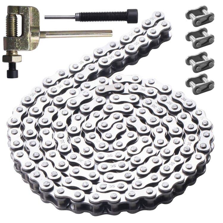 Cncmotok 35 Roller Chain 140 Link+ Chain Breaker, Fit For Coleman Ct200U Cc100X Baja Doodle Bug Blitz Dirt Bug Racer Motor Sports Db30 Harbor Freight Predator 212Cc Go Kart Cart Motovox Mini Bike
