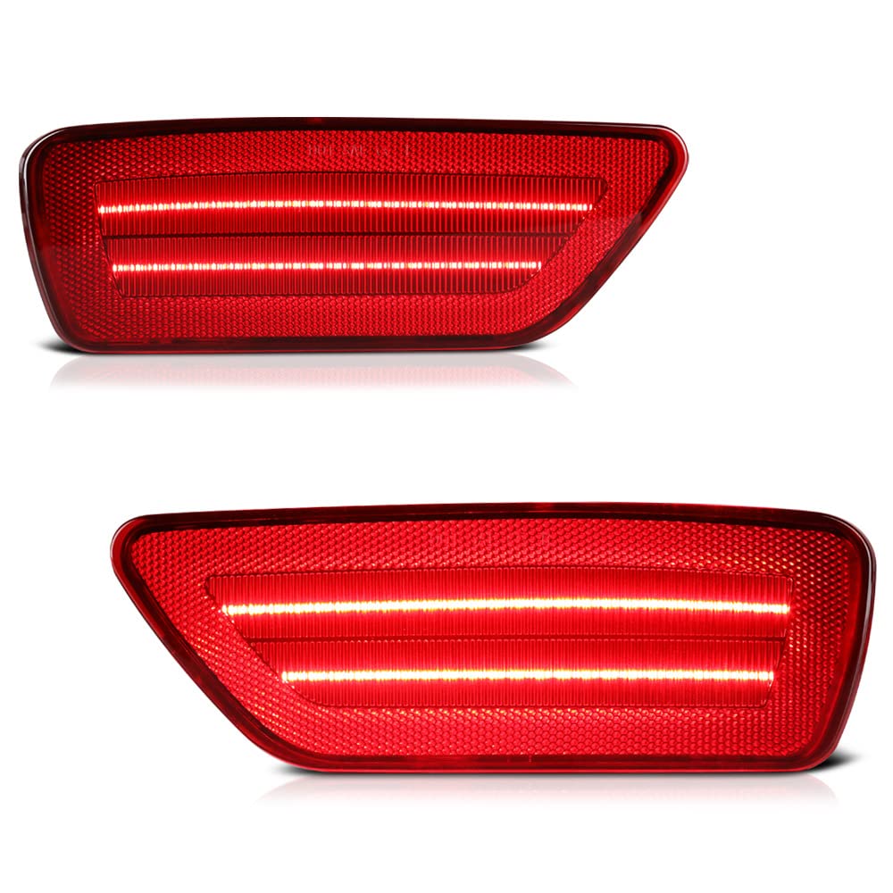 Vipmotoz [Dual Function]Full Led Rear Bumper Reflector Brake Lights Compatible With 2011-2021 Grand Cherokee Compatible With Dodge Journey 11-17 Compass Chrome Housing Clear Lens Pair Set