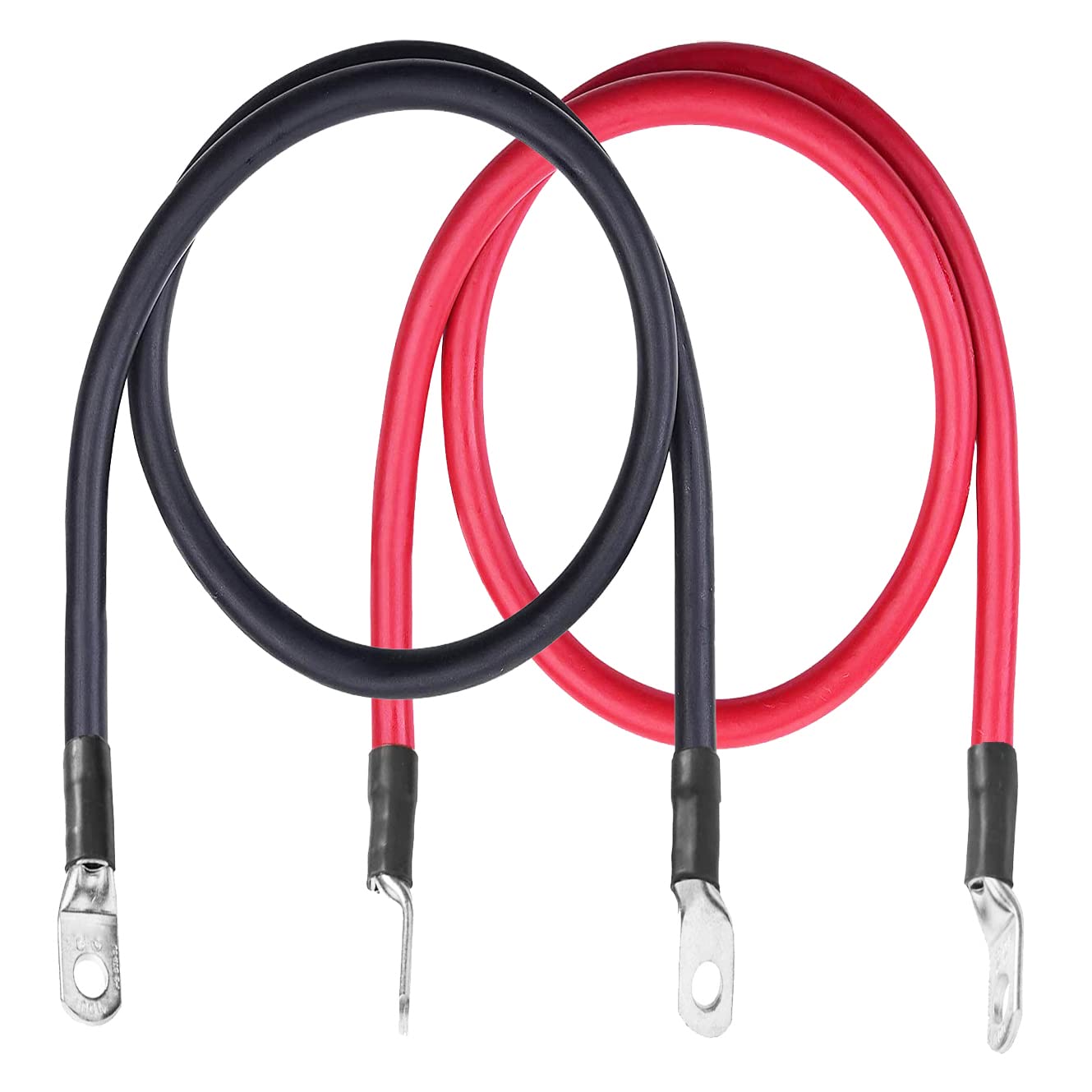 Royfacc 5 Awg Battery Cable 20 Inch Five Gauge Pure Copper Electrical Wire With 5/16' Ring Terminals For Auto Car Solar Atv Lawn Mower Motorcycle Marine Boat, 2 Pieces Set Red + Black