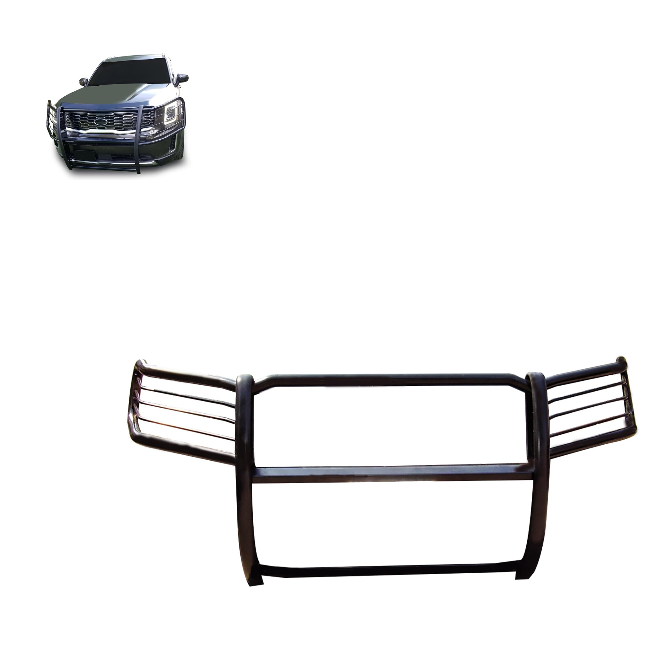 Black Horse Grille Brush Bumper Guard Modular Black Compatible With 2020-2024 Kia Telluride-17Ki01Ma