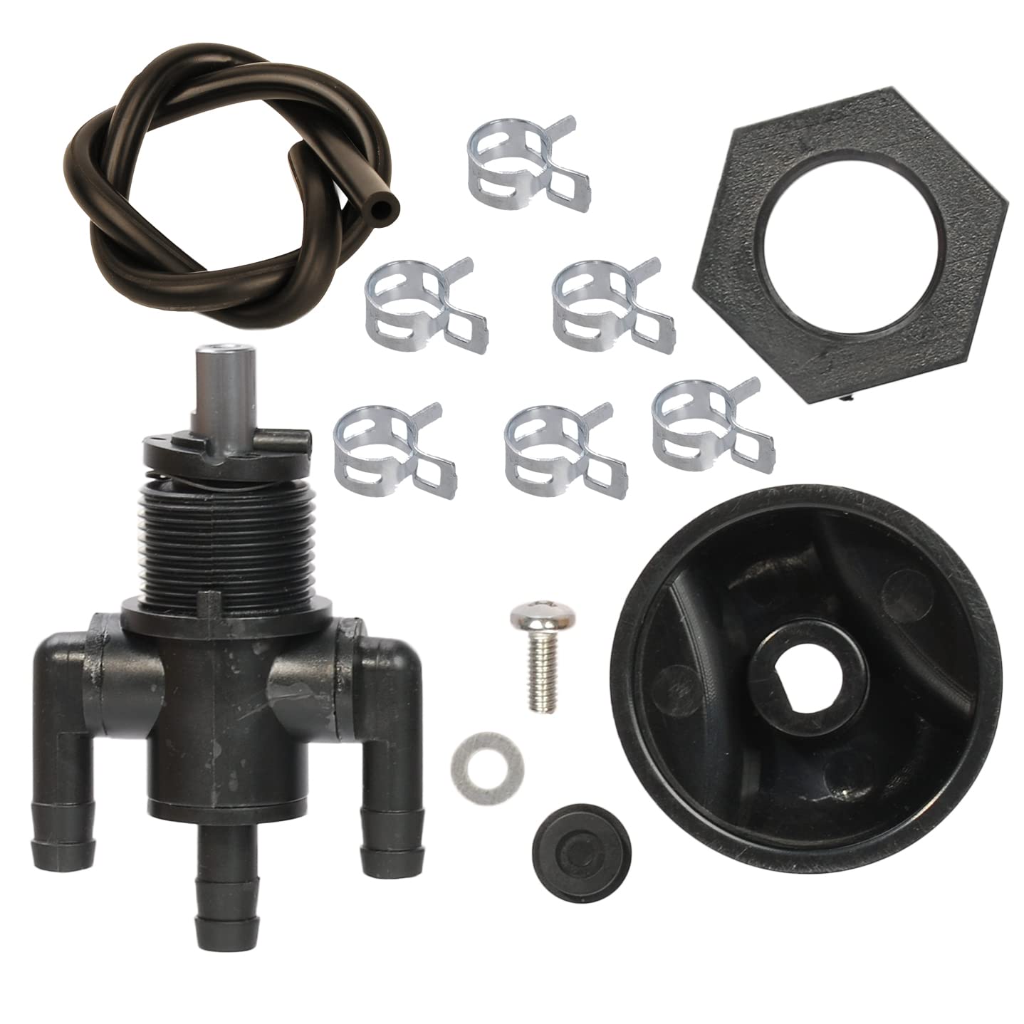 Hifrom 3-Way Petcock Tank Fuel Shut-Off Valve 7052154 With Fuel Line Plastic Knob Compatible With Polaris Atv Polaris Atv Scrambler Trail Boss Blazer Sport 300 325 400 400L 500