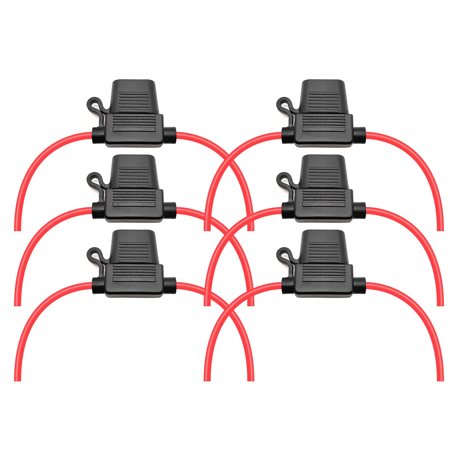 Vantronik Waterproof Inline Fuse Holder 6 Pack For Standard Car Fuse, 14 Gauge Awg Wire Ul1015,10 Inches Long, Fit For Ato Atc Medium Blade Fuse