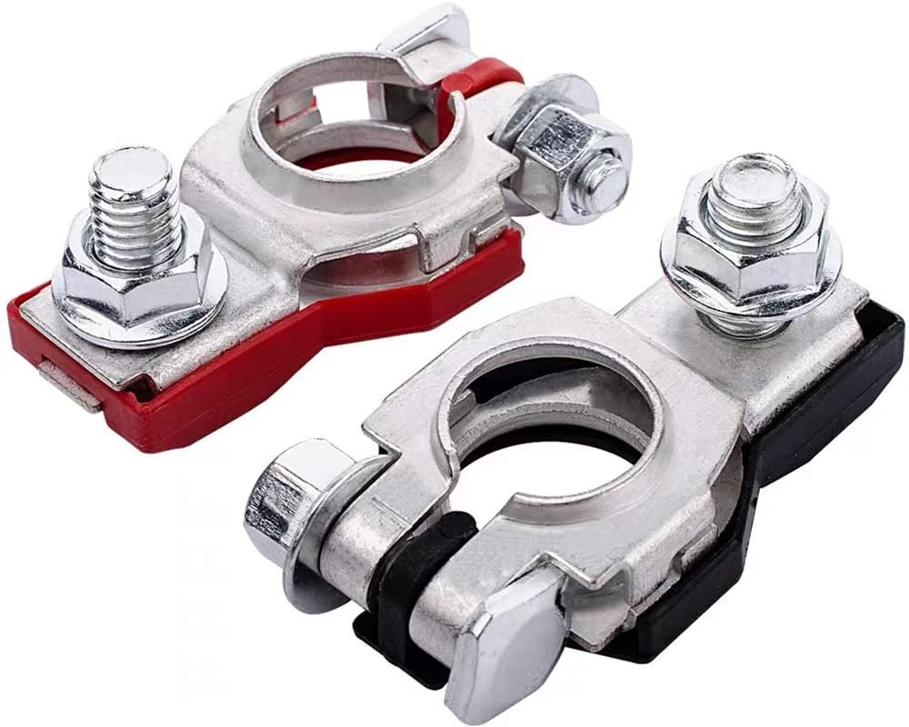 Battery Terminal Connectors(1 Pair), Positive & Negative Auto Battery Cable Terminal Top Post With Plastic Bottoms,Automotive Accessories Universal For Nissan 243407F000 243407F001