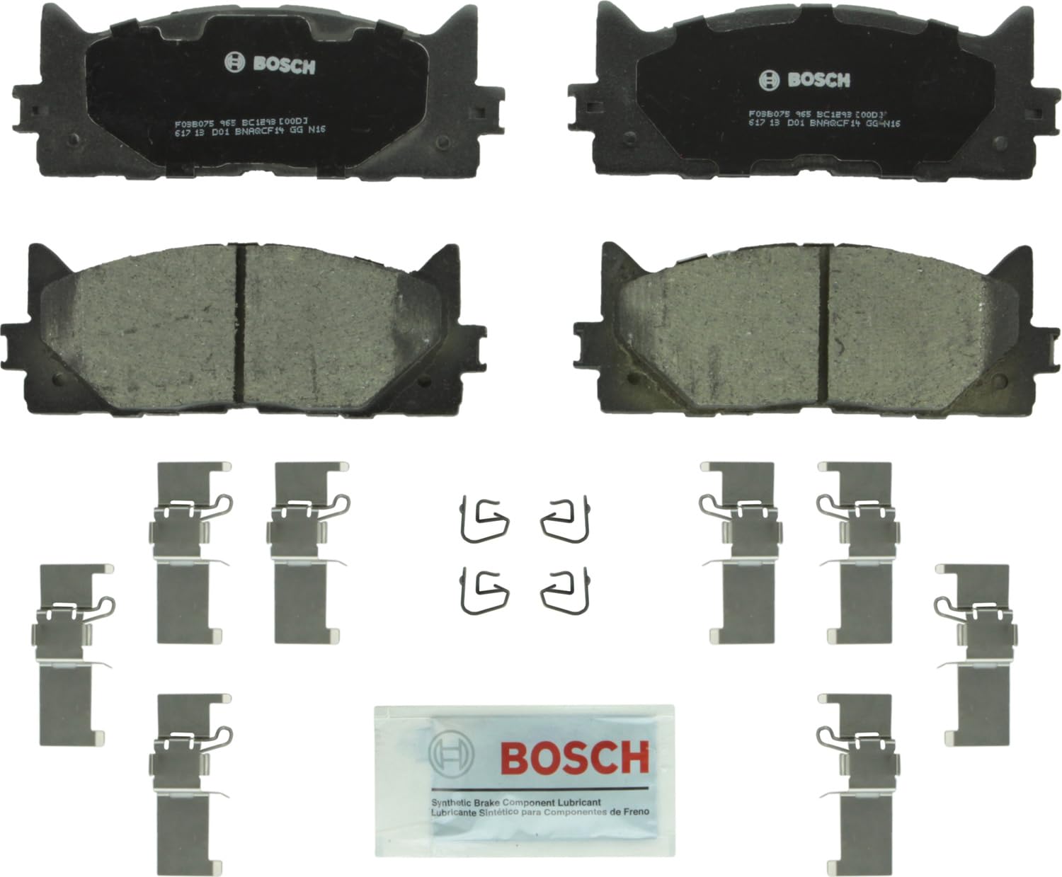 Bosch Bc1293 Quietcast Premium Ceramic Disc Brake Pad Set - Compatible With Select Lexus Es300H, Es350; Toyota Avalon, Camry; Front