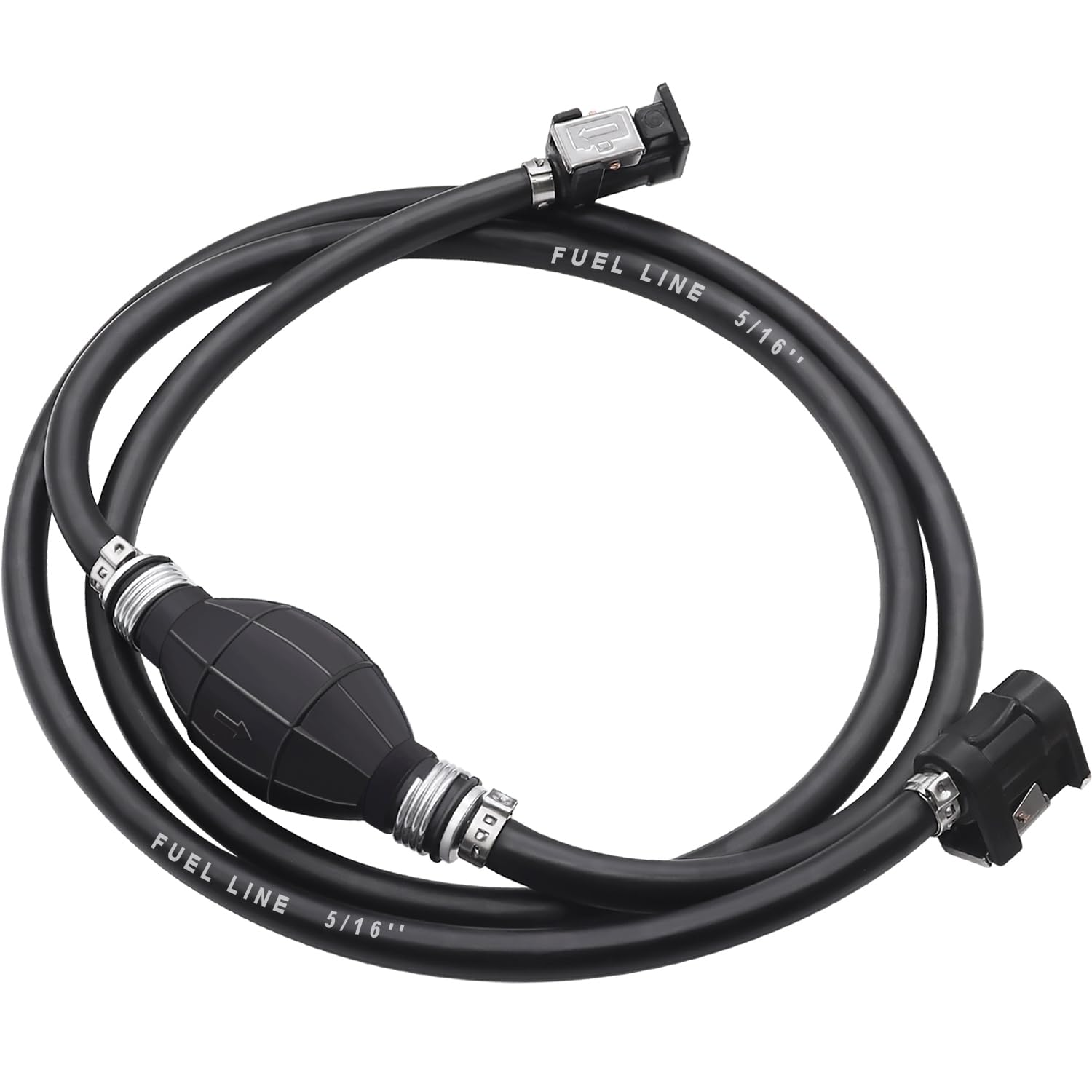 Taiss 6.56Ft Boat Motor Fuel Line Hose Outboard Primer Bulb Assembly Id 5/16' (8Mm), With Snap Connector And Steel Hose Clamps For Marine Boat Motor Vehicle