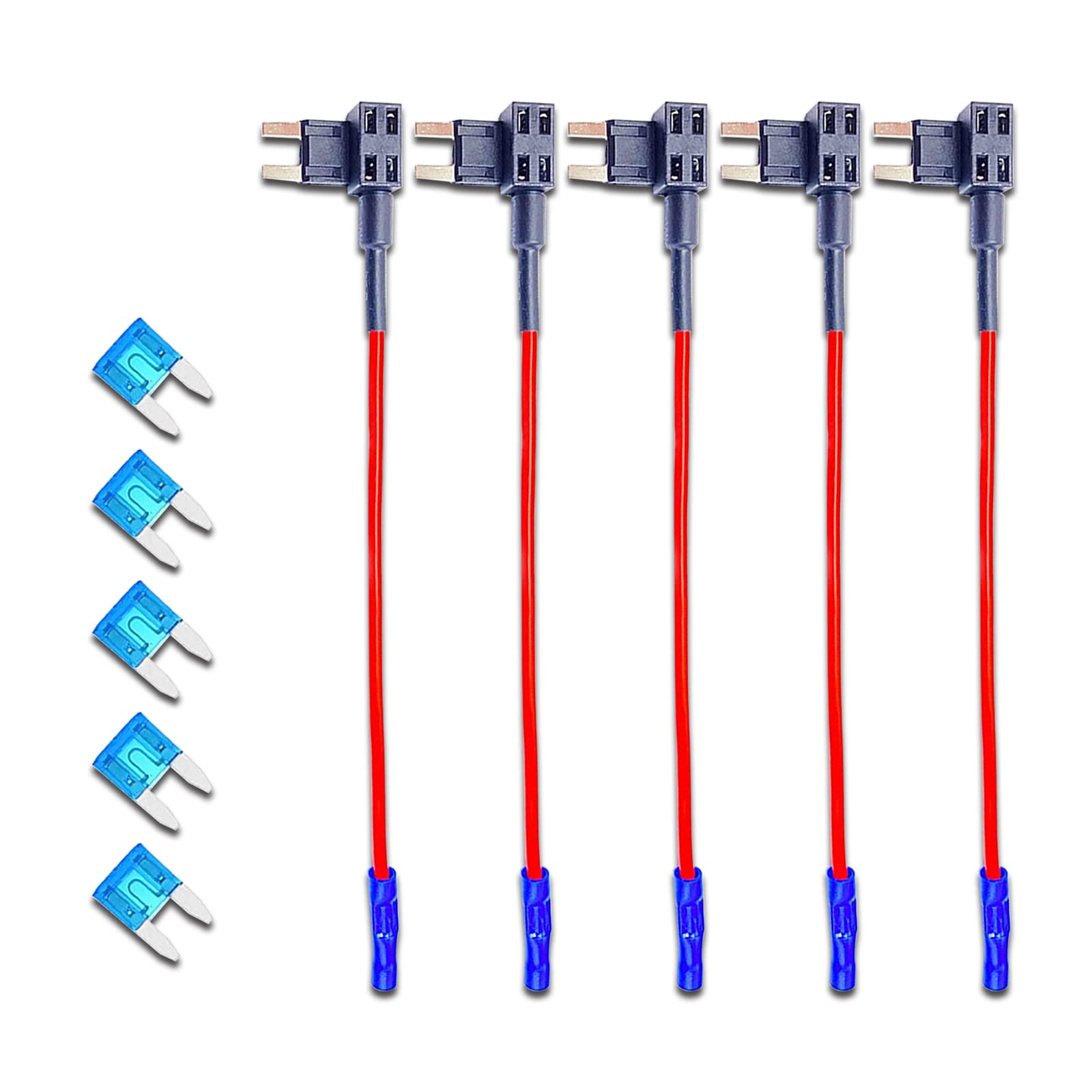 Sodcay 5 Pcs 12V Car Add-A-Circuit Fuse, With 4 X 15A Inserts, Tap Adapter Mini Atm Ato Blade Fuse Holder, For Cars Trucks Boats (Black)