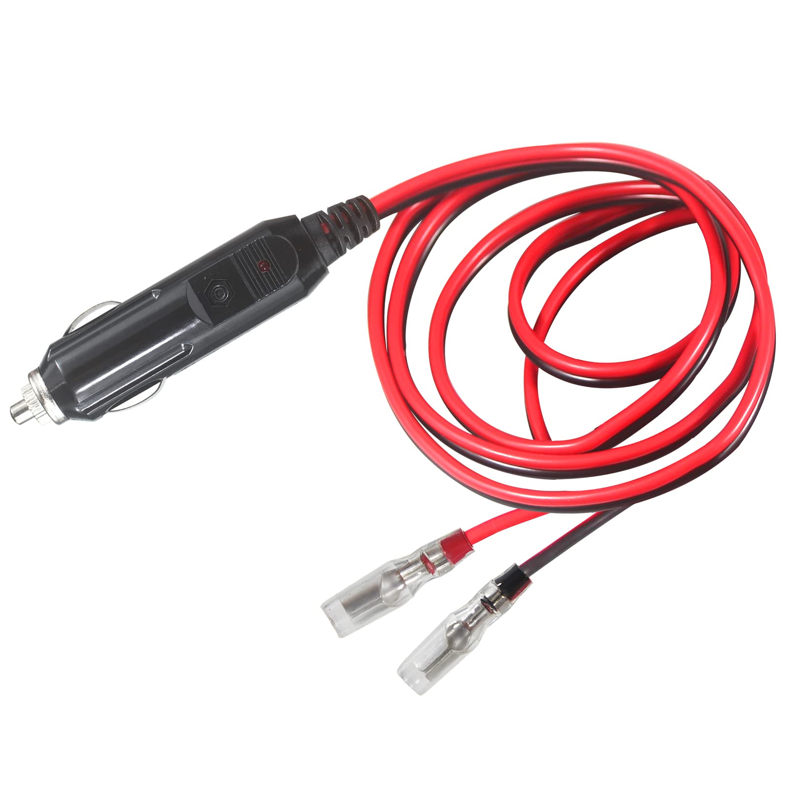 2Ft 12Volt Replacement Cigarette Lighter Male Plug With Leads - Car Cigarette Lighter Male Plug To Bullet Female Terminal With Lead Cigar Plugs Power Supply Heavy Duty Cord Led Light 15Amp (2Ft-1Pack)