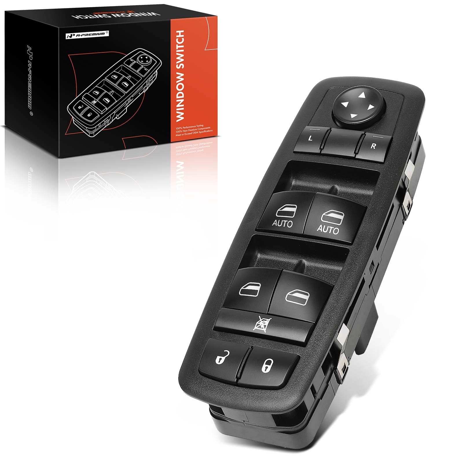 A-Premium Power Master Window Switch Front Driver Replacement For Dodge Ram 1500/2500/3500 2009-2010 Ram 1500/2500/3500/4500/5500 2011-2012 4602863Ad (Without Power Folding Mirrors)