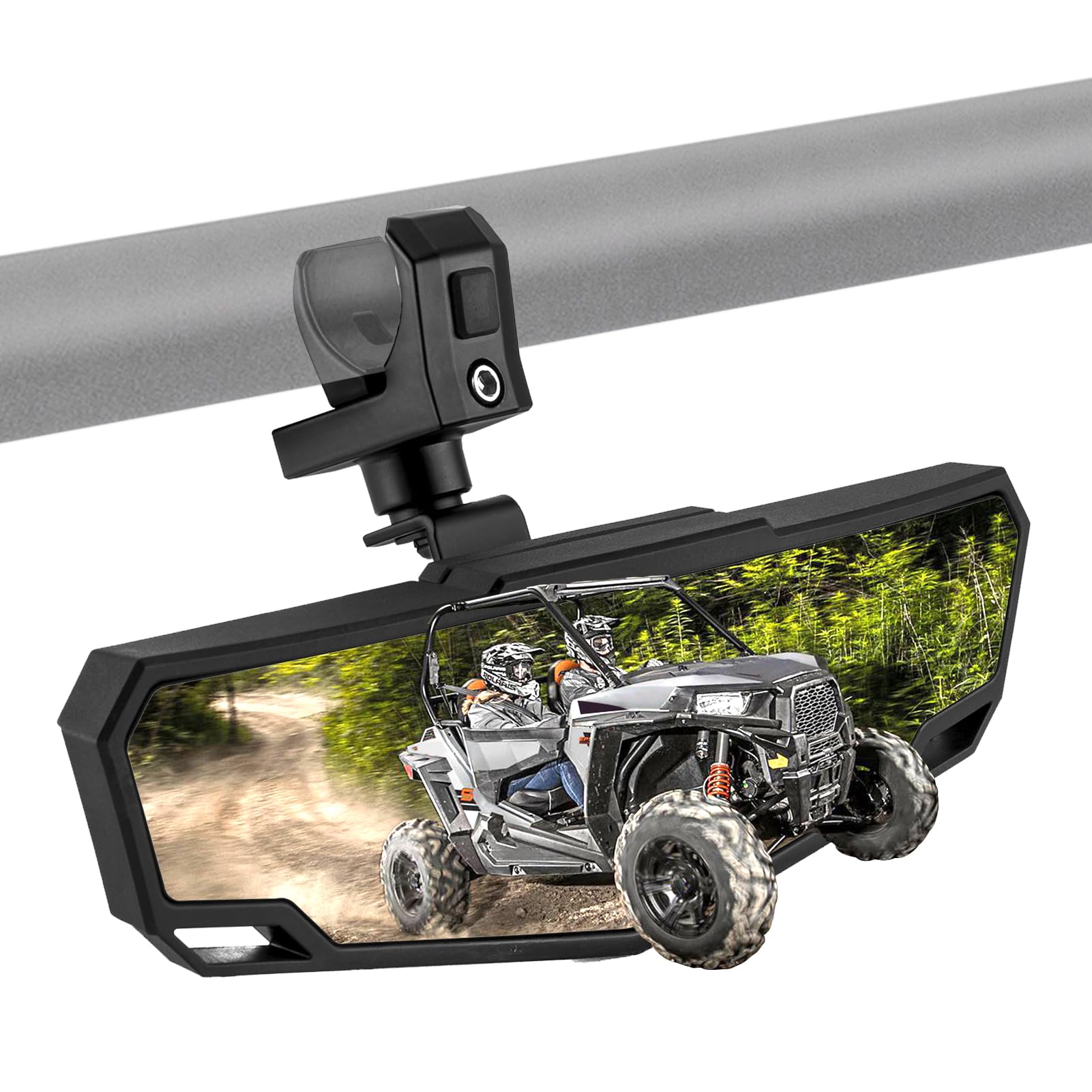 Wsays Utv Center Rear View Mirror Adjustable Angle Fits 1.5-2' Round Roll Bar Rear Center Convex Mirror Compatible With Rzr Maverick Talon Pionner Krx Mule Yxz Wolverine Zforce