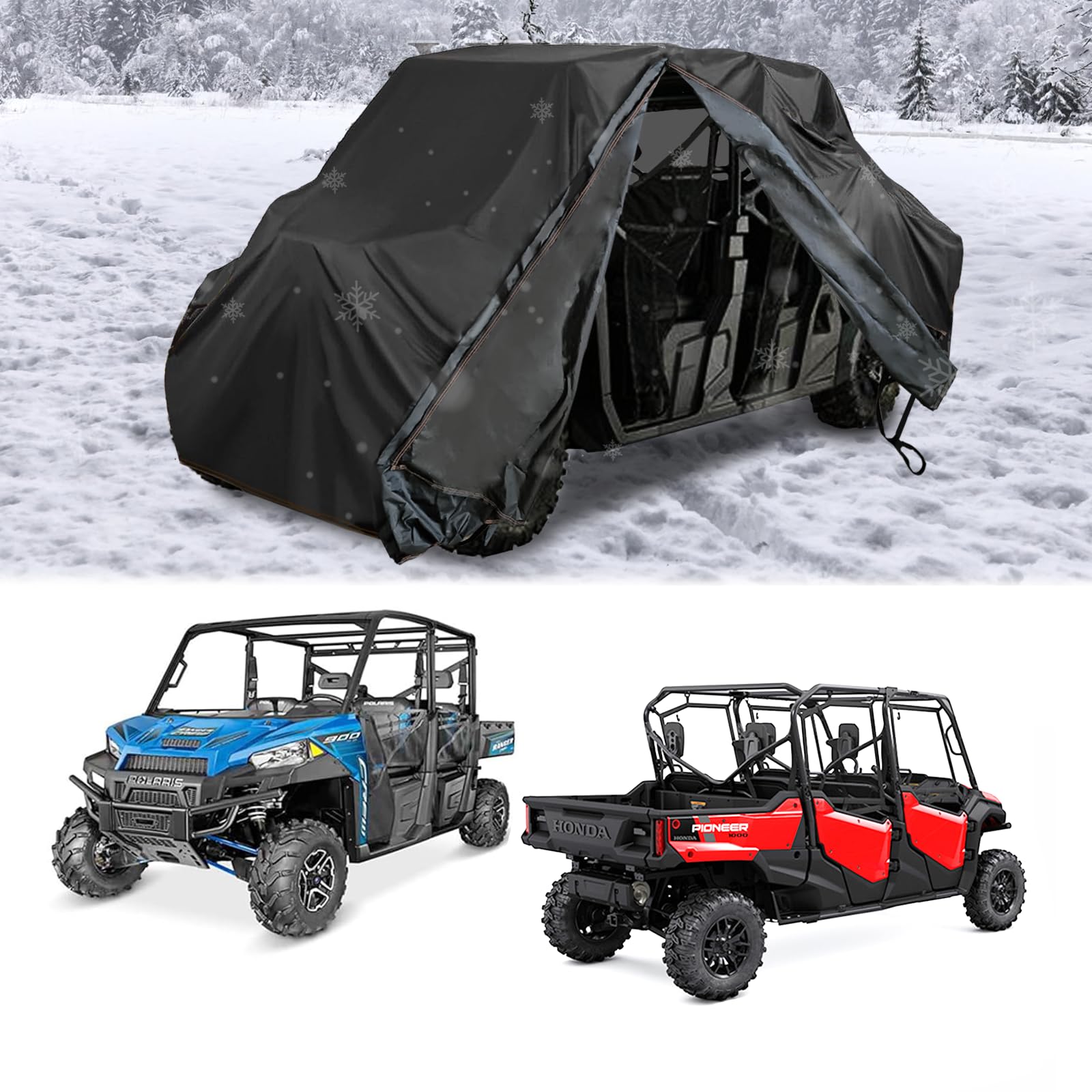 Qymoto Utv Cover 4-6 Seater,Waterproof Windproof Outdoor Storage Cover For Polaris Ranger Crew,General 4,Rzr 900/1000 4,Cfmoto Uforce 1000 Xl,Honda 4,Kawasaki Teryx 4,Can Am X3 Maverick Defender