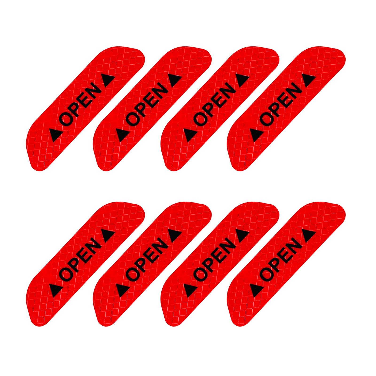 Ziciner 8 Pcs Car Door Open Reflective Stickers, Night Visibility Safety Warning Auto Anti-Collision Protective Strip, Universal Vehicle Decorative Decals Accessories For Most Cars (Red)